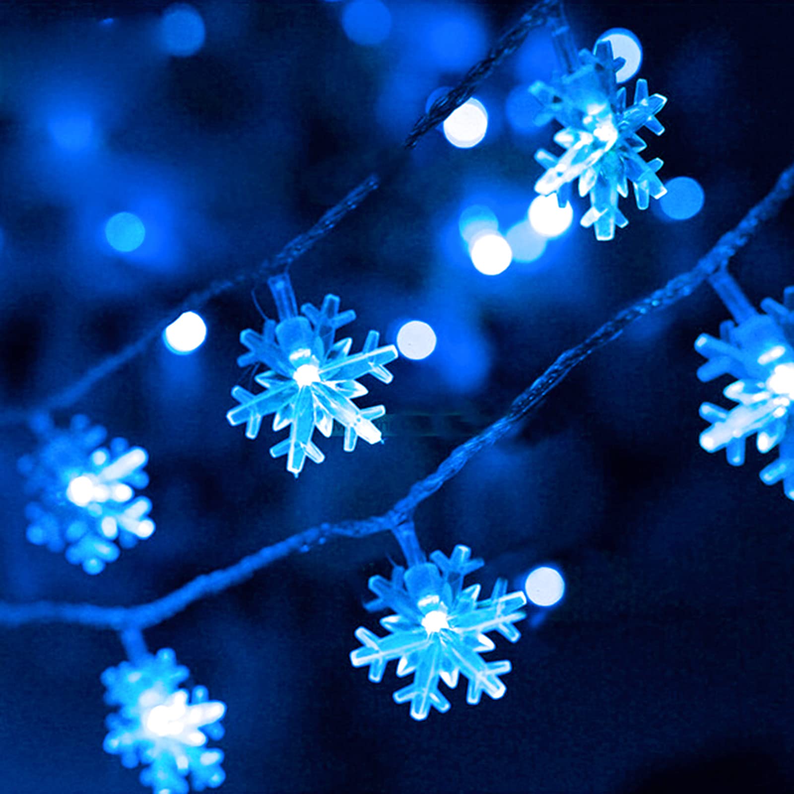 DomeStar Christmas Snowflake String Lights, 9.8Ft, 20 LED, Battery Powered, Blue, Indoor/Outdoor Decor