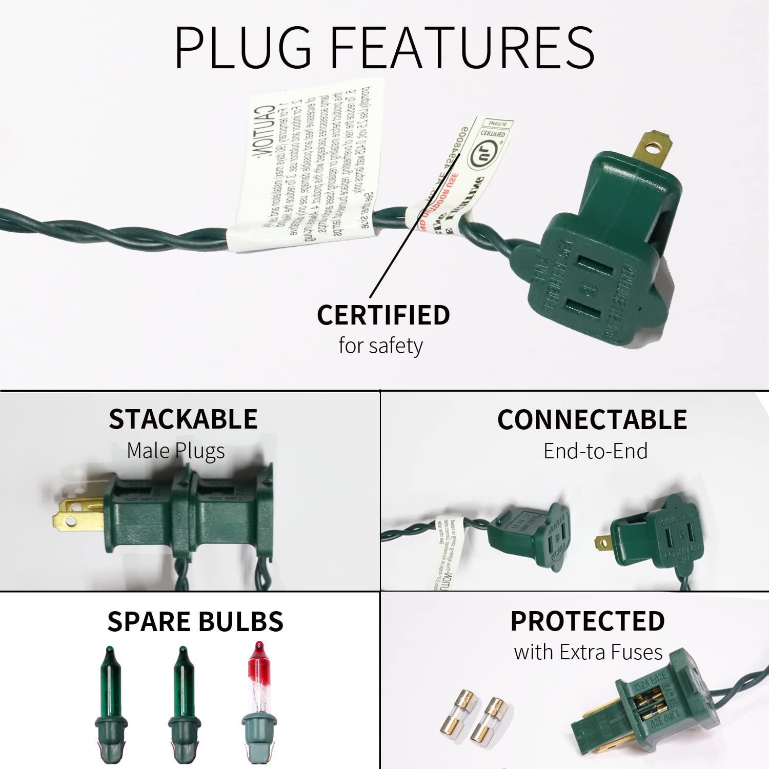 Justpro 100Lights Green Extra-Bright With End Connectors Christmas Decorative Lights 5.98M Ul Certified Mini String Light Set Wa
