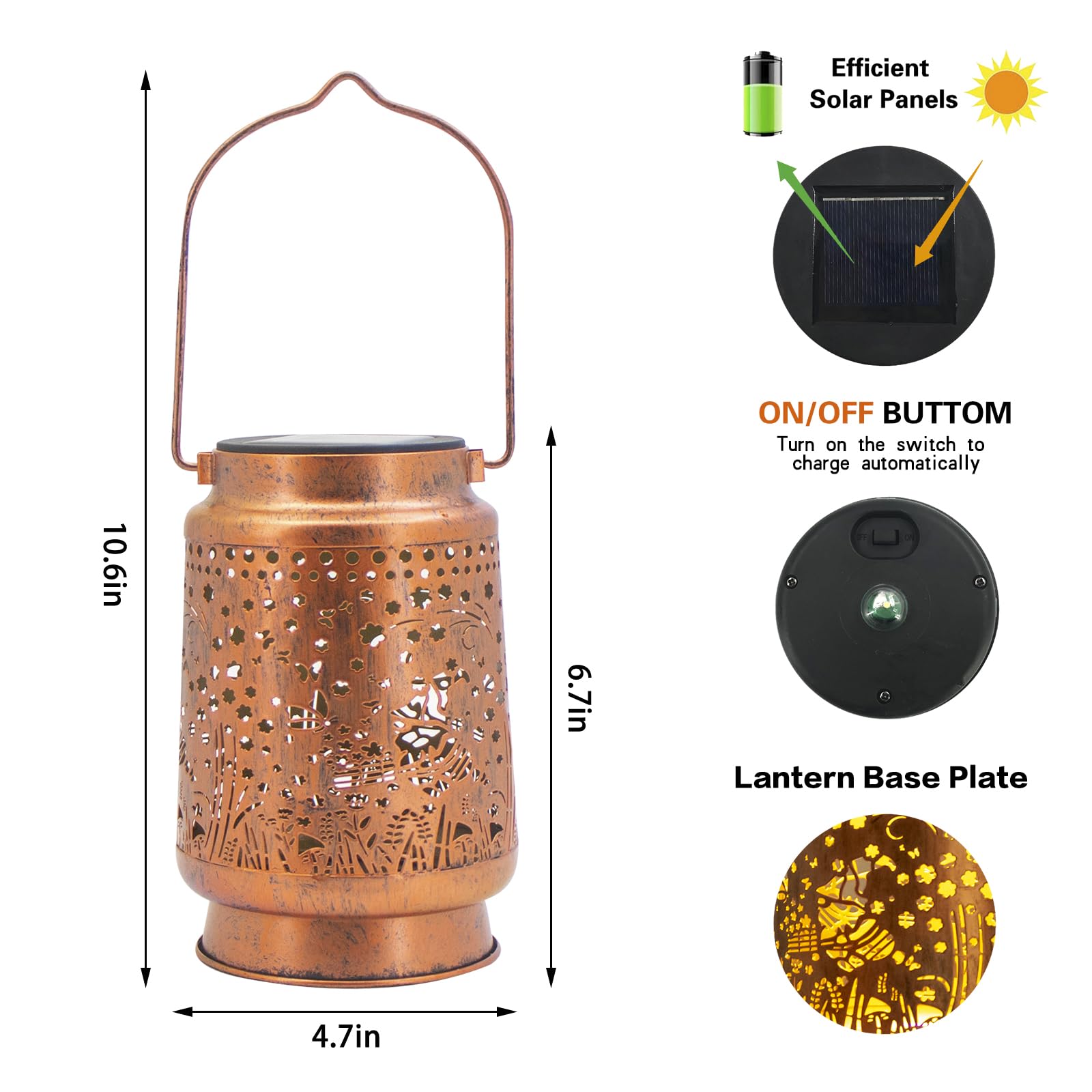 Solar Lanterns Outdoor Garden Decor  Gifts For Women  Mom  Grandma  Birthday  Thanksgiving  Decorative Waterproof Hanging Metal Led Light For Yard  Patio  Lawn  Landscape  Backyard (Gnomes)