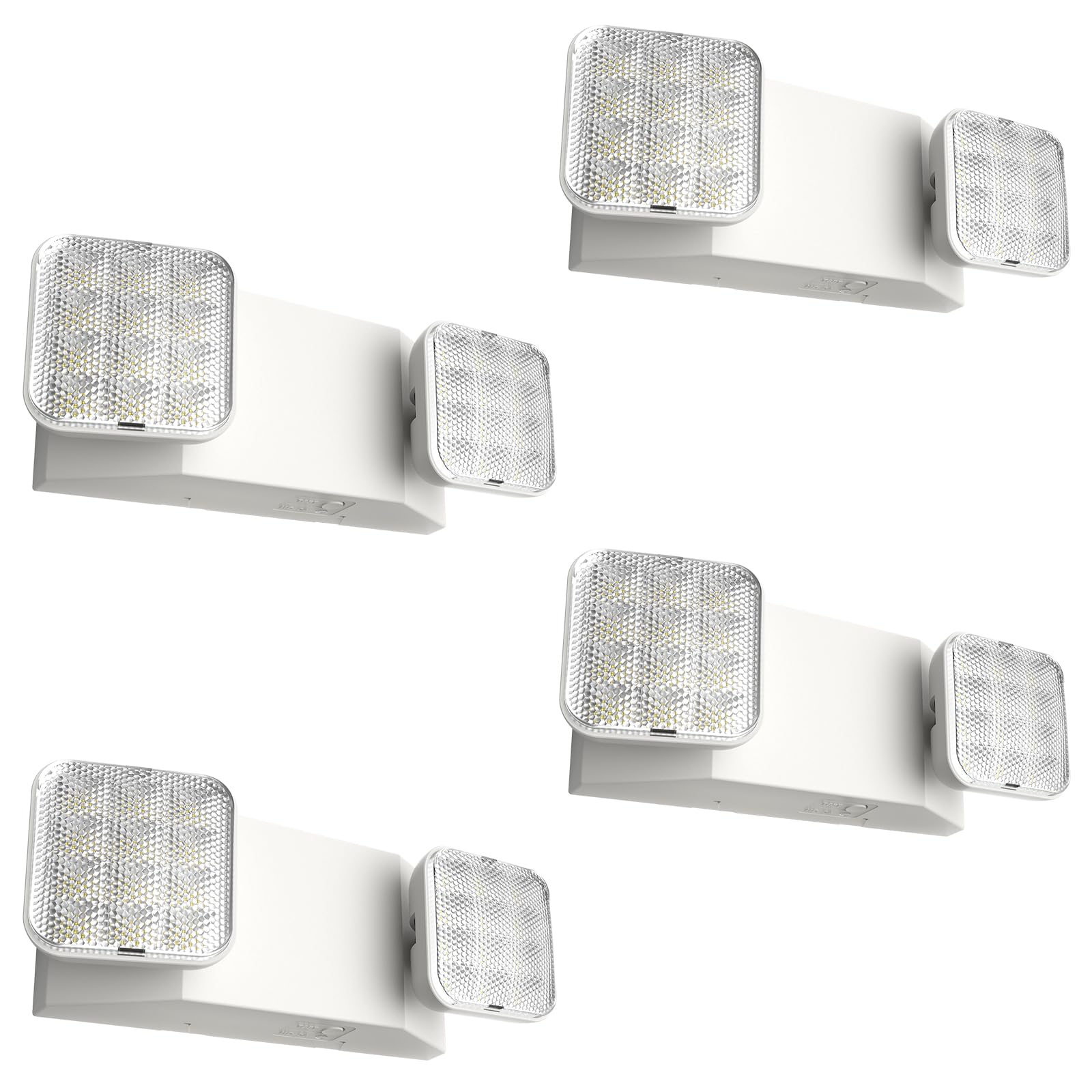 Freelicht 4 Pack Led Emergency Lights For Business, With Battery Backup, Two Head Adjustable Led Emergency Square Lighting, Ul 924 Certified