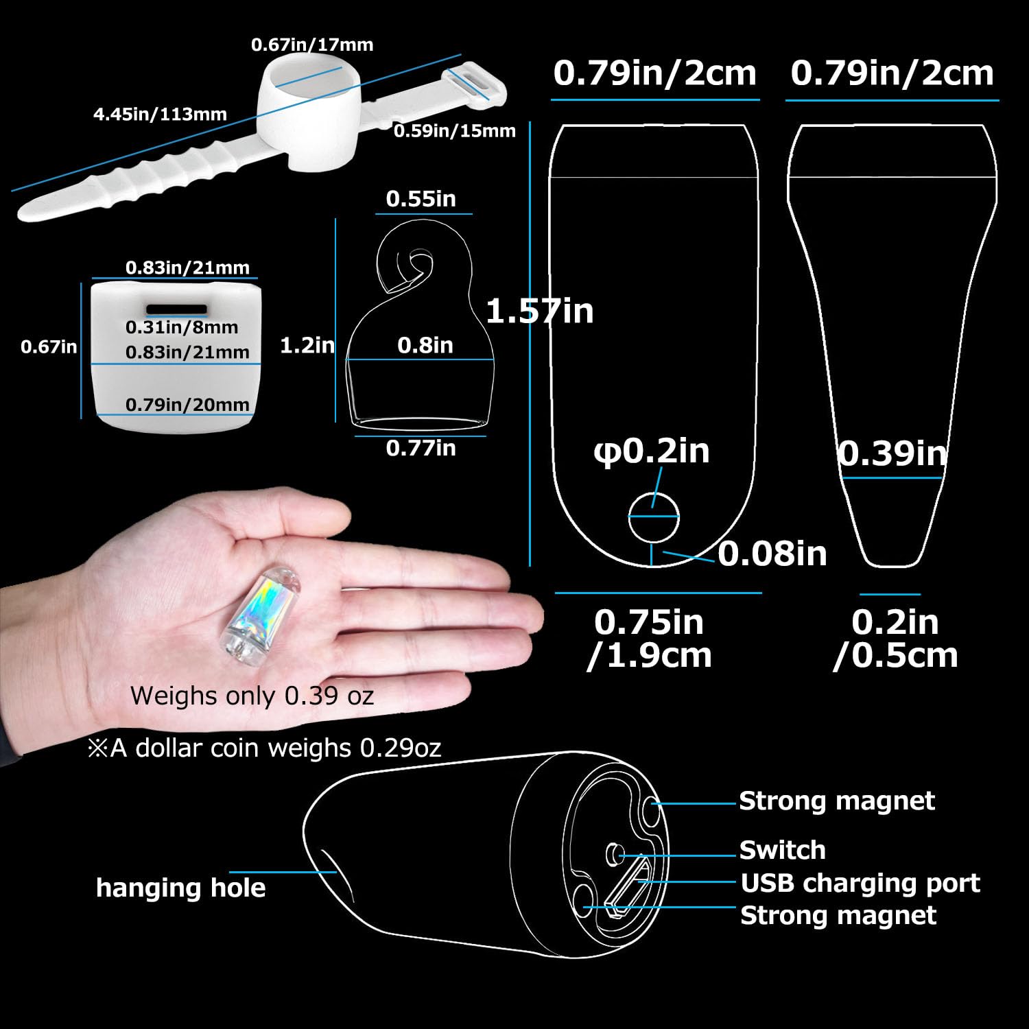 DOKeep USB Mini LED Lantern, 2 Pack Waterproof EDC Keychain LED Flashlight for Camping, Type-C Rechargeable Battery Small Stick