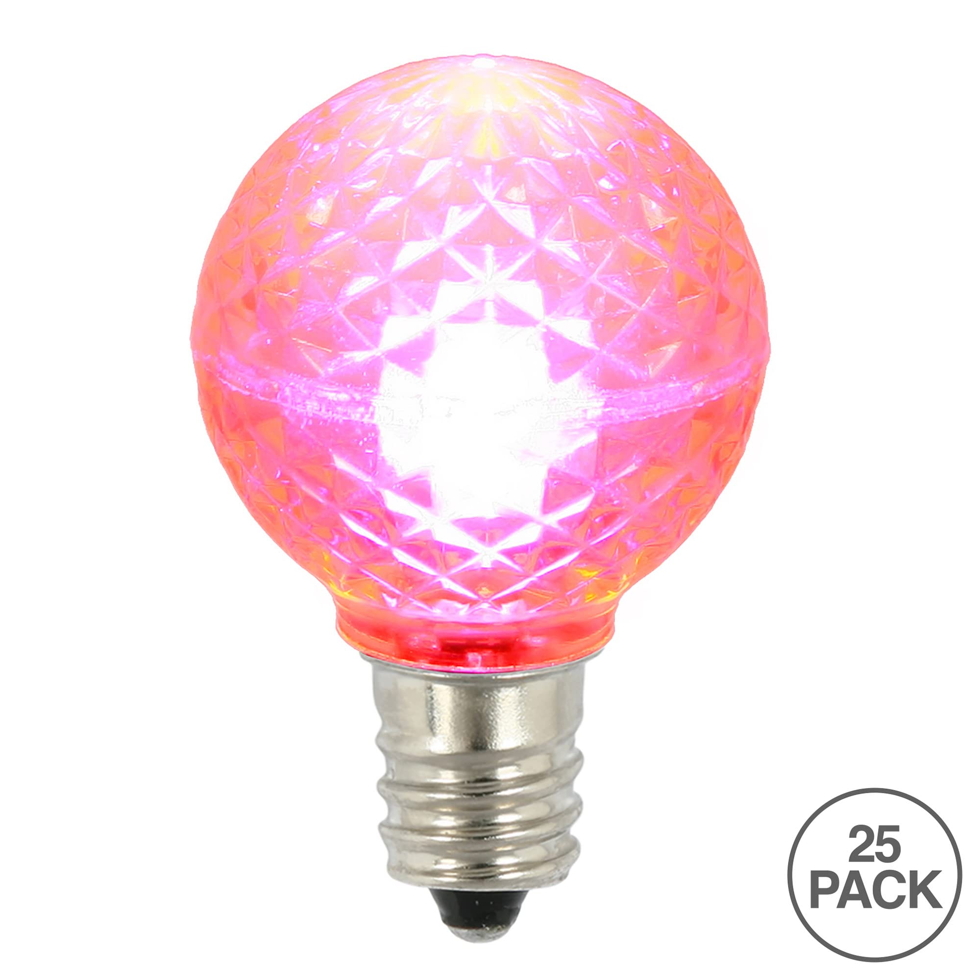 Vickerman G30 LED Bulb E12 Nickel Base .45W, Pink, Model XLEDG39-25, Package of 25