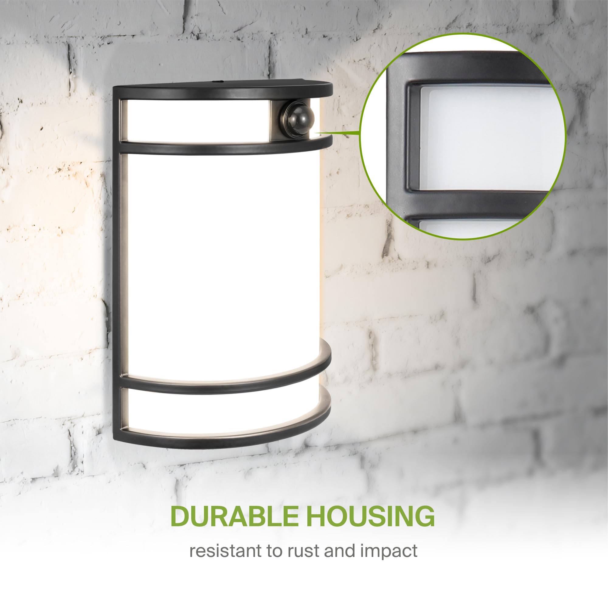 ASD 10 Inch LED Outdoor Wall Mount Light Fixture with Motion Sensor - Matte Black Wall Sconce Lighting - 15W 120-277V 3000K 4000