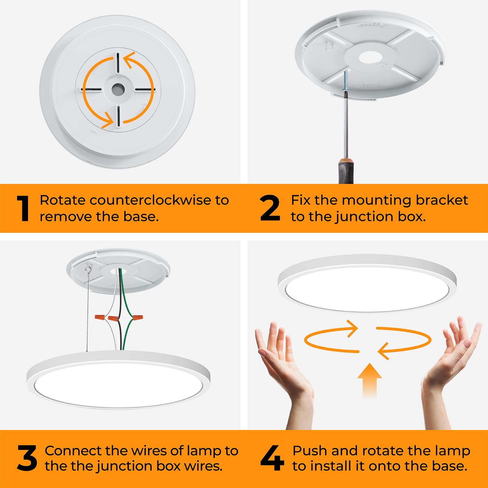 Matane 4 Pack Led Flush Mount Ceiling Light 12 Inch, 24W Ceiling Light Fixture 3000K/4000K/5000K Selectable, Low Profile Ceiling
