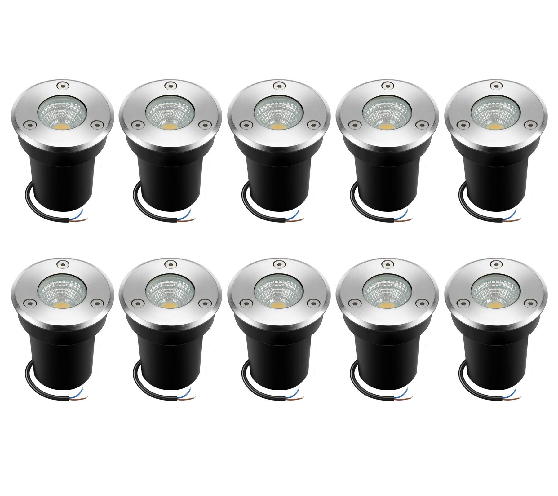 Junview 10Pack Landscape Lights Led Well Lights 6W 12V-24V Ground Lights Ip67 Waterproof Low Voltage Landscape Lighting For Driv