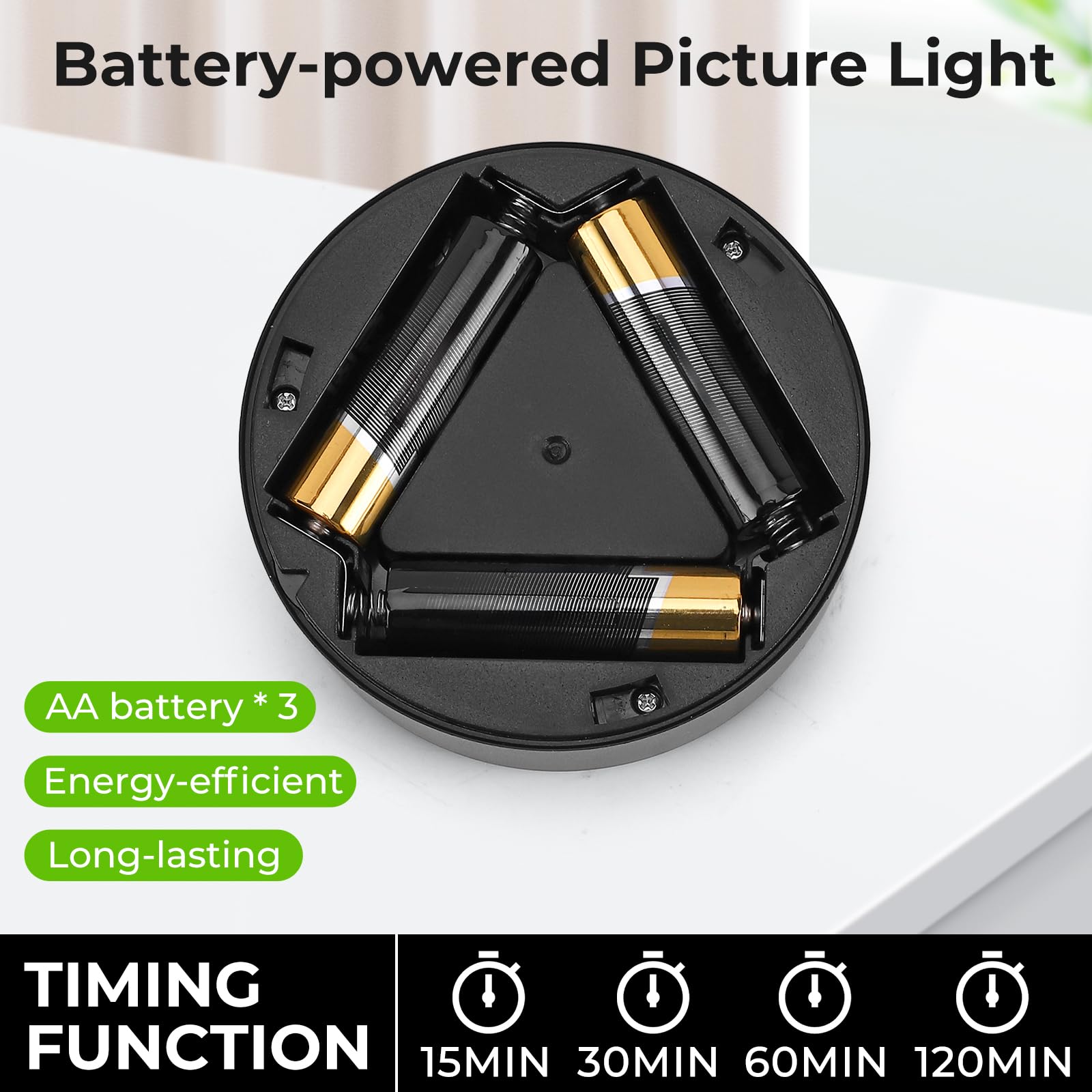 Tututry Picture Lights For Wall  Battery Powered Operated Wireless Magnetic discomfort-reducingting Lights With Remote Dimmable And Timer  Wall Decor Lights With 3 Lighting Modes For Art Display (Black  3Pack)