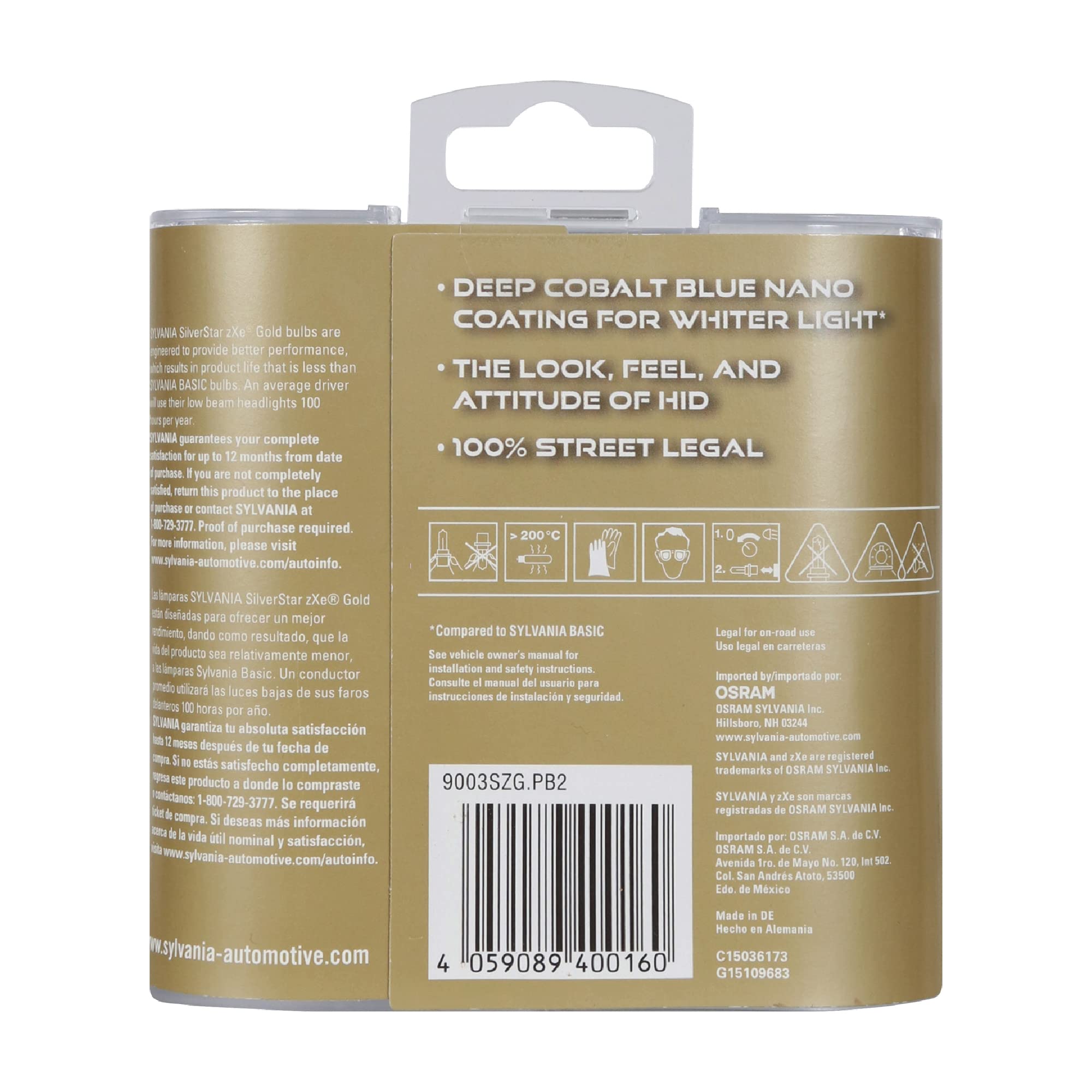 Sylvania - 9003 (Hb2, H4) Silverstar Zxe Gold High Performance Halogen Headlight Bulb - Headlight & Fog Light, Bright White Outp