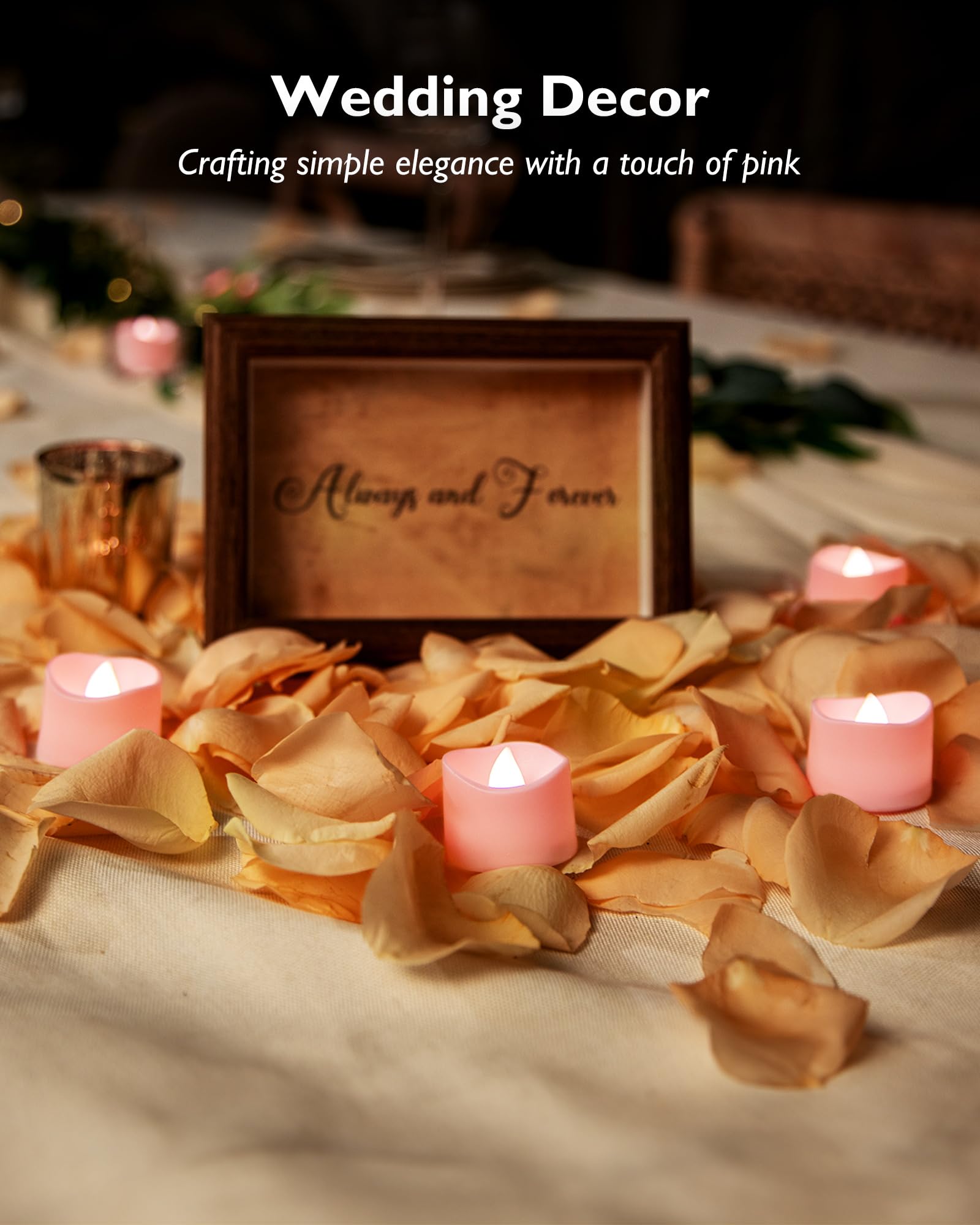 Homemory Pink LED Tea Light Candles, Flameless Flickering, 24-Pack, Model BKCL, Battery Operated, 200+ Hour Runtime