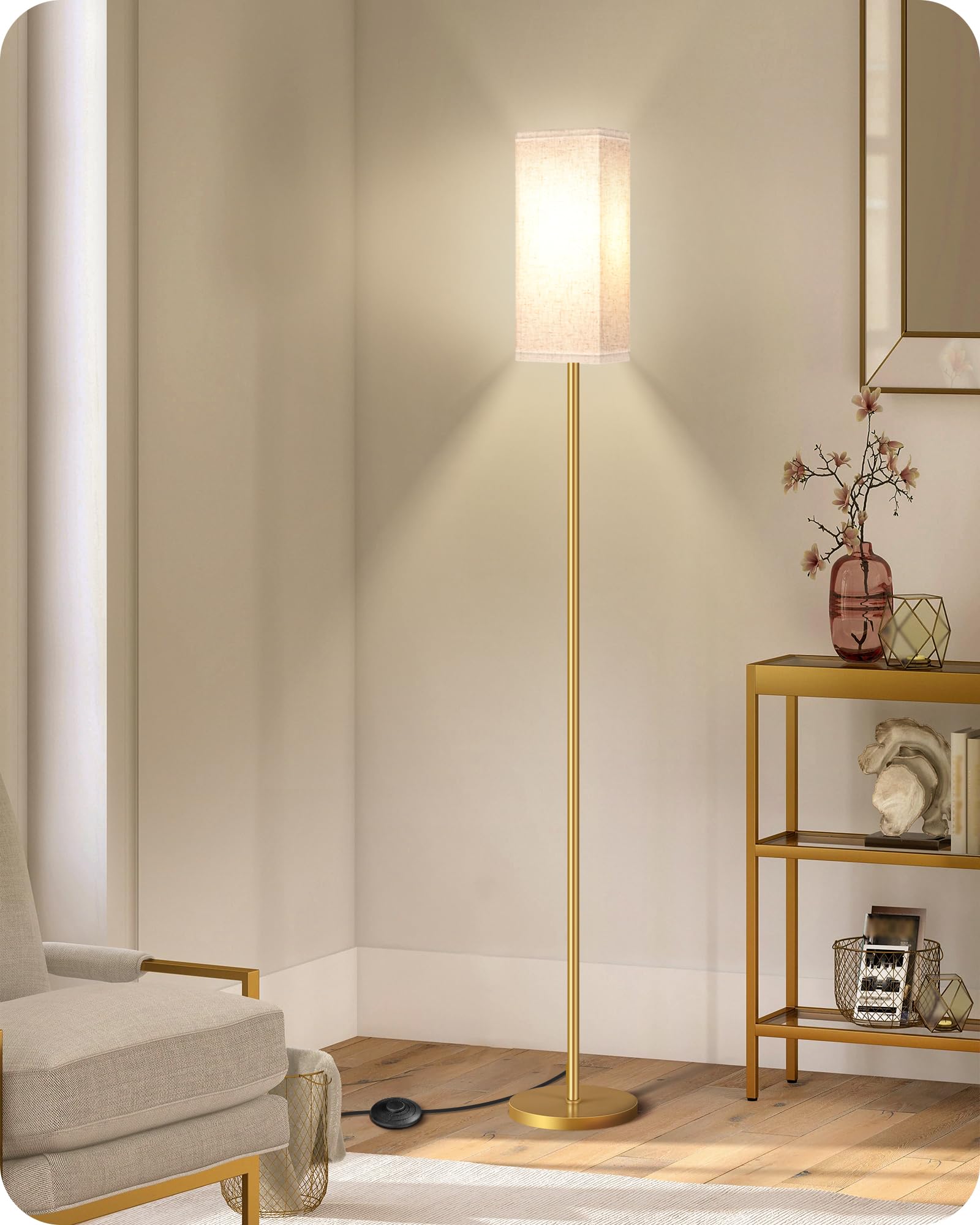 Goebleson 2Pack Floor Lamp, Pole With Foot Switch, Modern Standing Lamp Lampshade, Minimalist Freestanding Lamp (Bulb Not Includ
