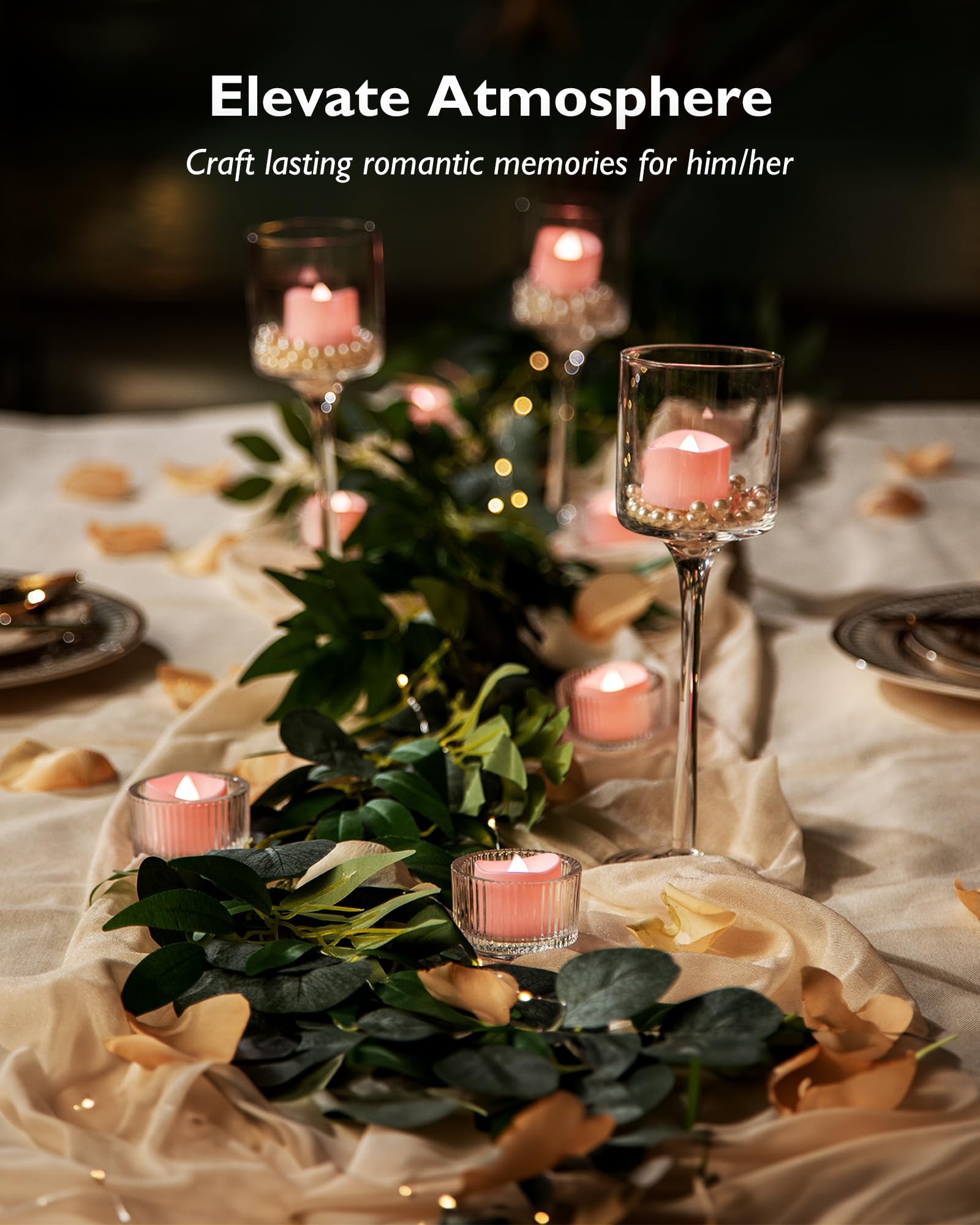 Homemory Pink LED Tea Light Candles, Flameless Flickering, 24-Pack, Model BKCL, Battery Operated, 200+ Hour Runtime
