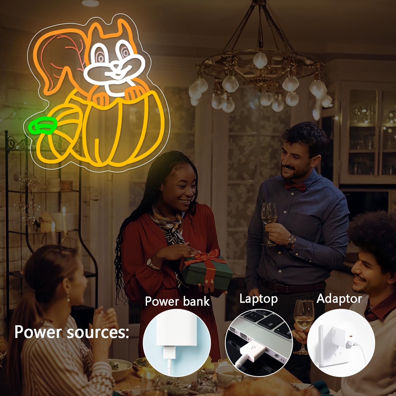 Squirrel Thanksgiving Neon Sign Dimmable Pumpkin Neon Light Sign Led Thanksgiving Led Sign For Home Hello Fall Neon Sign With For Window Indoor Thanksgiving Bedroom