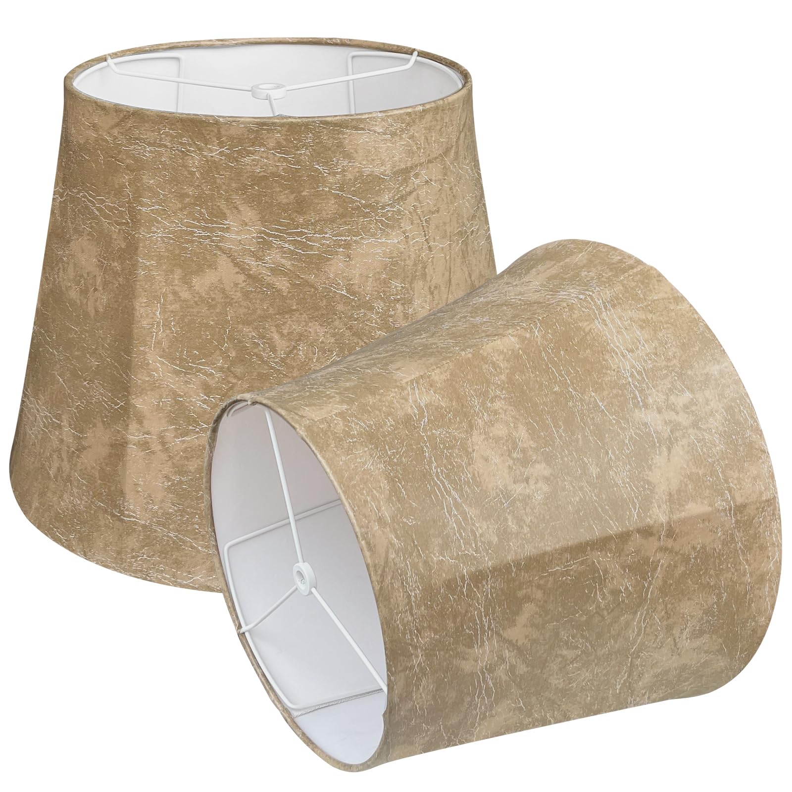 Tootoo Star Drum Lampshades Set Of 2, Leather, 10X14X10, Hand Crafted For Table & Floor Lamps, Model Sx-0206Ss