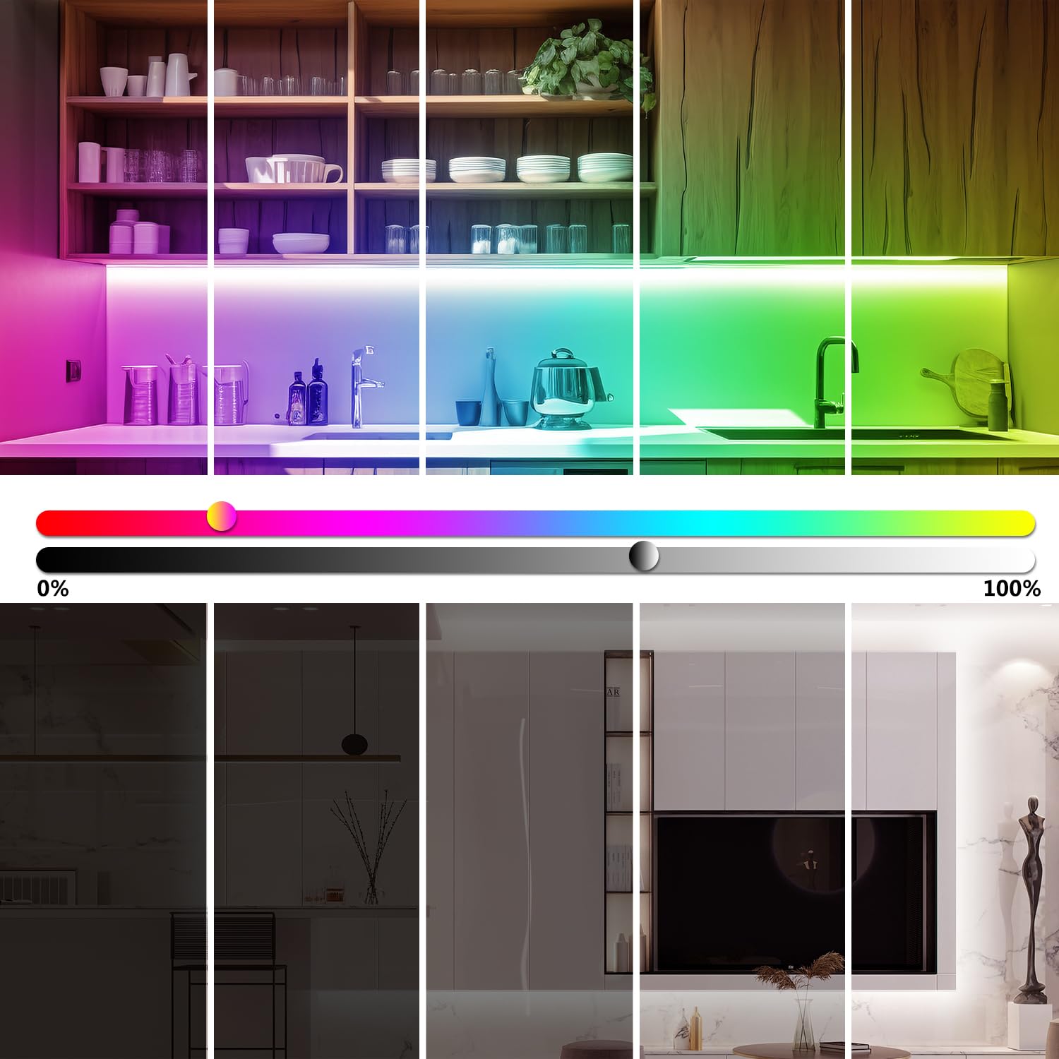 Phopollo Cob Led Strip Lights, Multi-Color 576 Leds/M High Density Flexible 24V Led Lights With Rf & App Control, Led Lights For