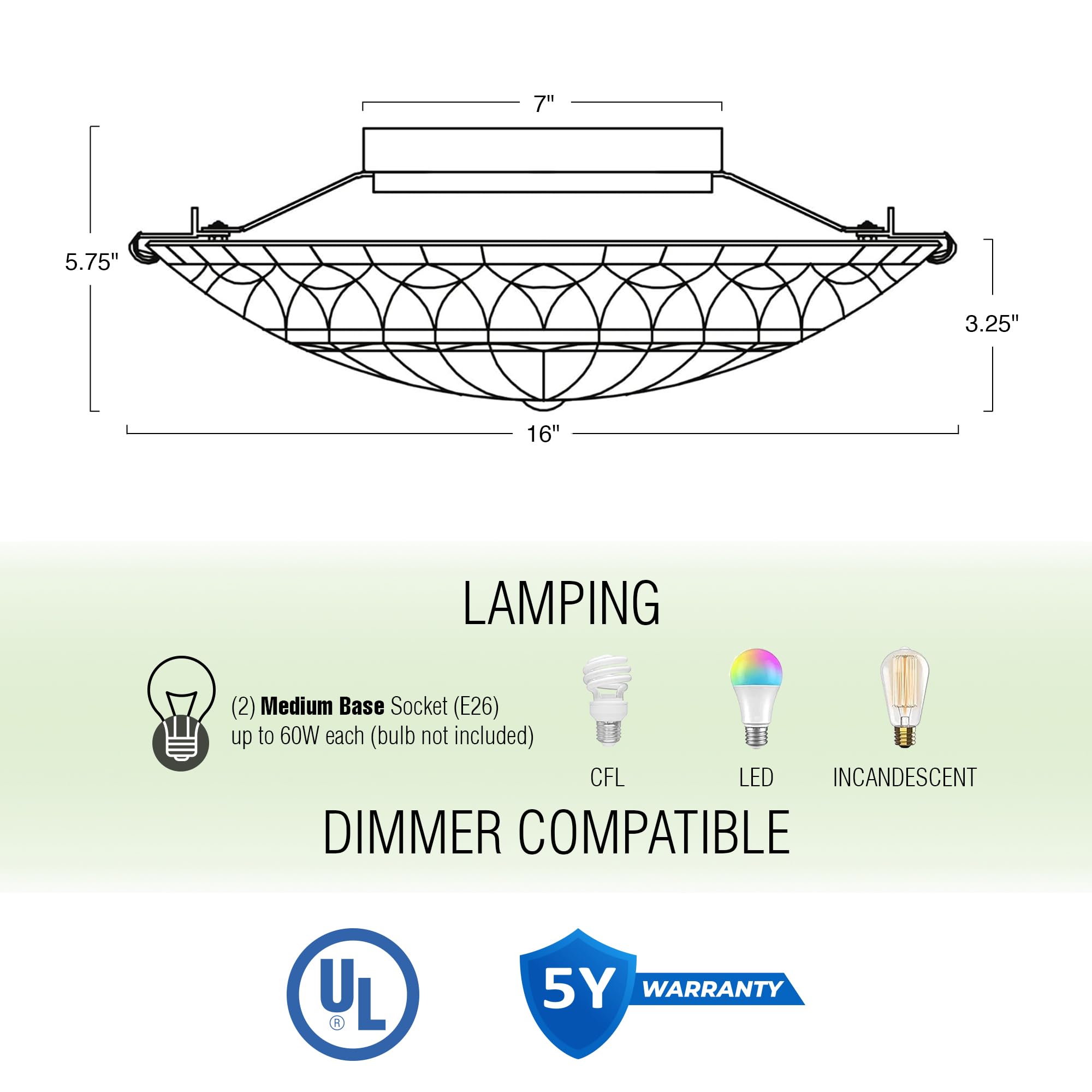 Kira Home Mateo 16 2-Light Tiffany Glass Flush Mount Ceiling Light  Black Finish