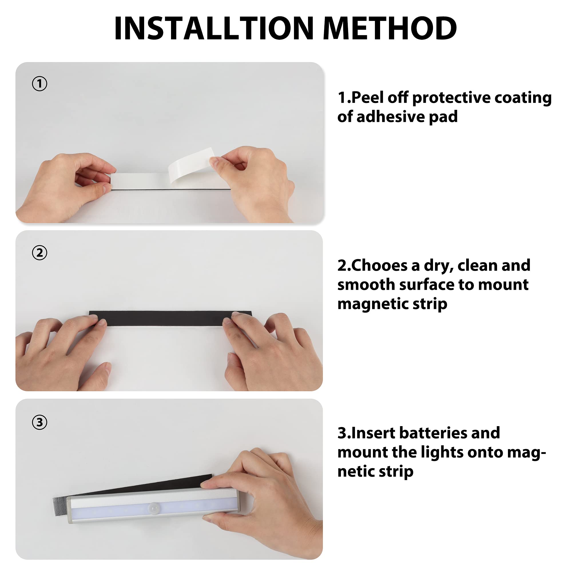 Hopedone Led Closet Light, 10 Led Battery Operated Motion Sensor Light Indoor Stick-On Anywhere Magnetic Safe Lights Under Cabin