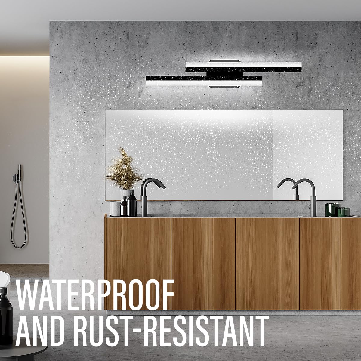 Yarra-Decor 24 Inch LED Bathroom Vanity Light Bar, Black Stainless Steel, Daylight White 6000K, Model 24in Vanity lights 001