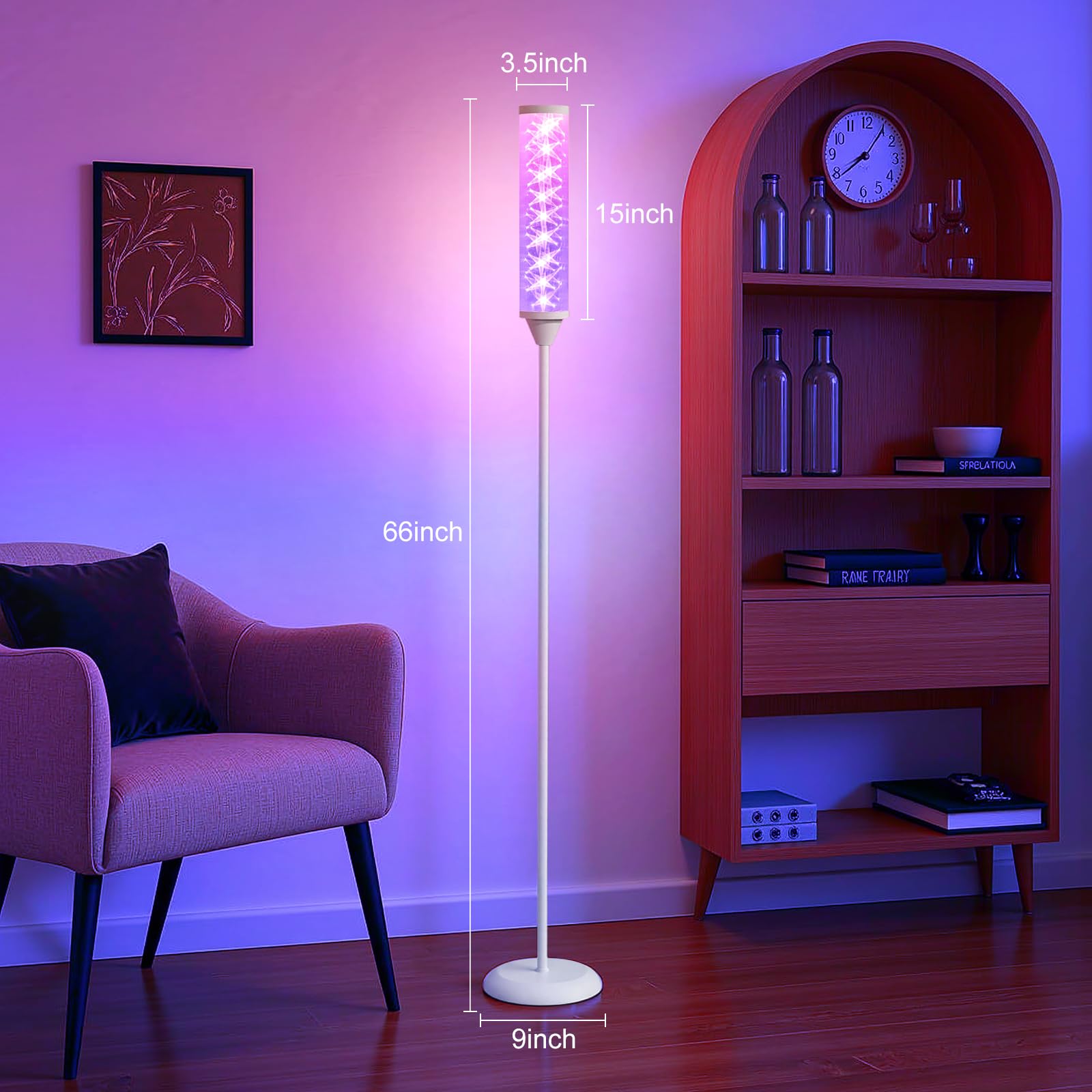WORLD WIN Prism Glow Floor Lamp, Smart RGB LED, Music Sync, White, Model 02