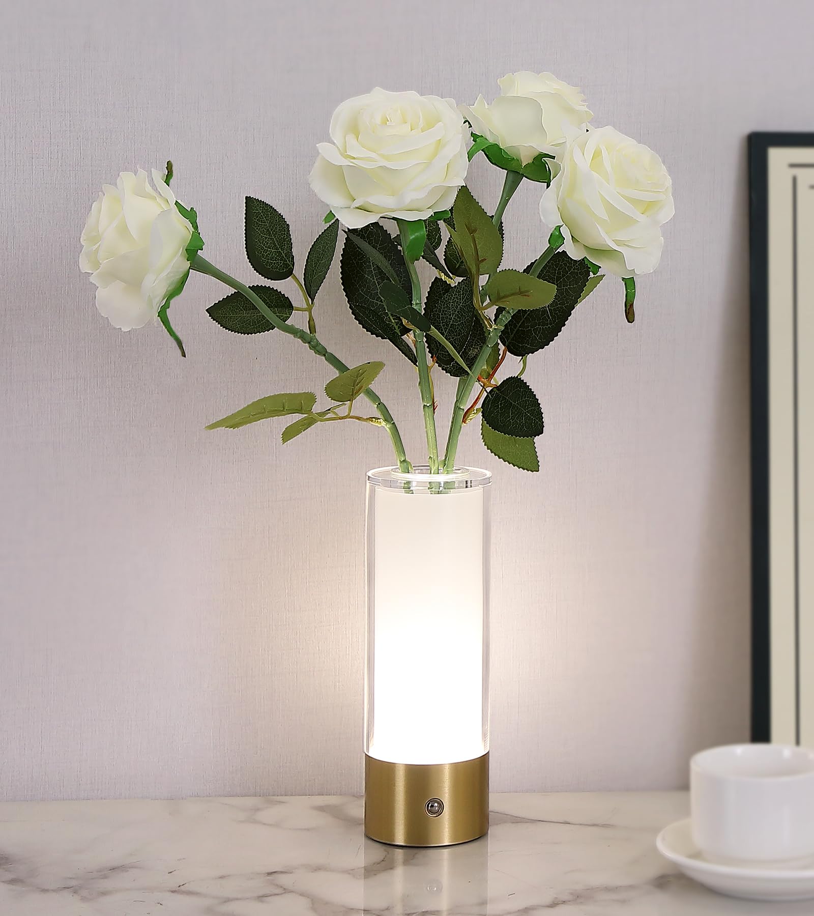 AIHYING Flower Night Light,Touch Vase Lamp,Rechargeable Cordless Table Lamp,Home Decor Lamp for Dining Table/Bed Room/Bathroom/C