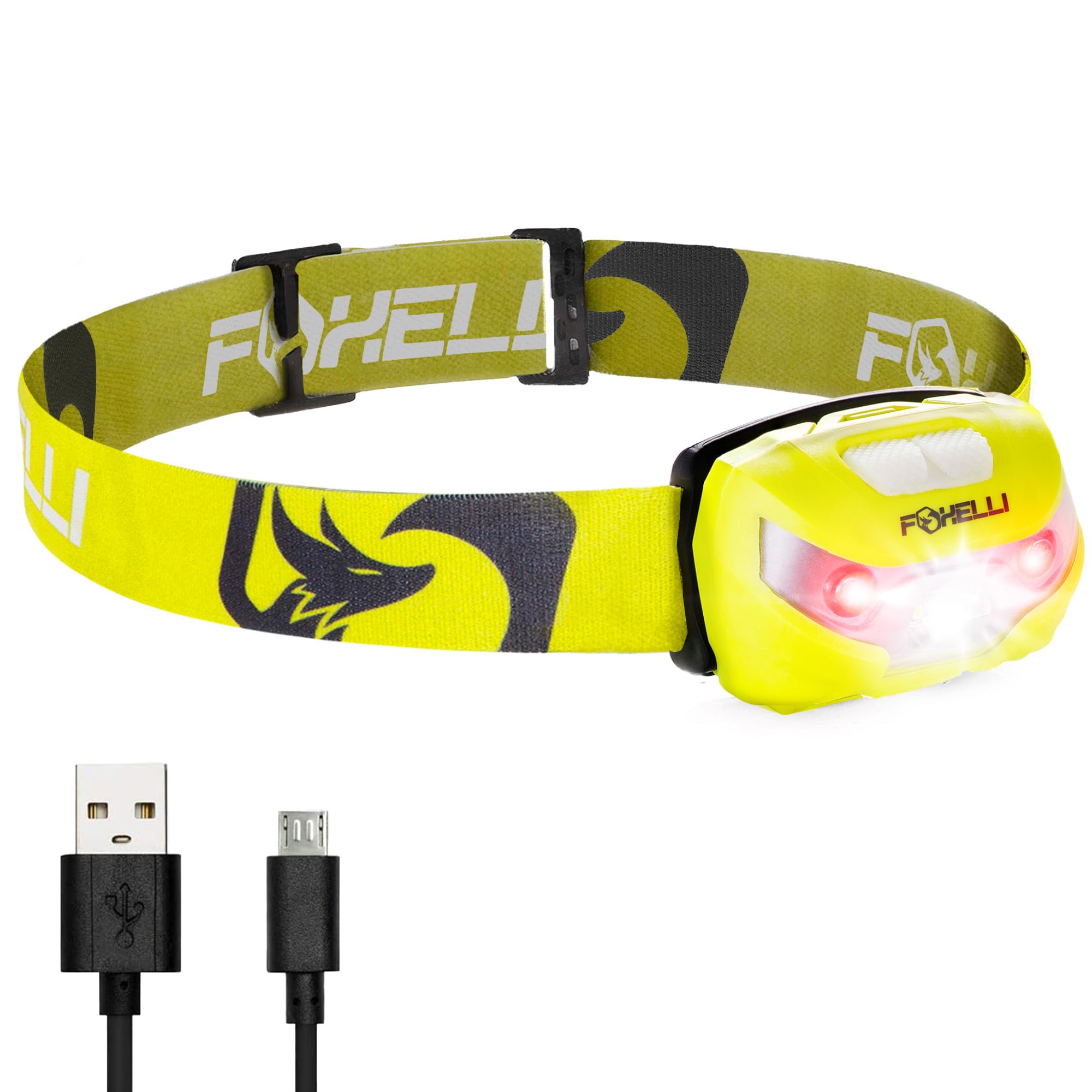 Foxelli Rechargeable Headlamp Flashlight - Super Bright Led Head Lamp For Running, Camping, Hiking & Work, Lightweight Comfortab