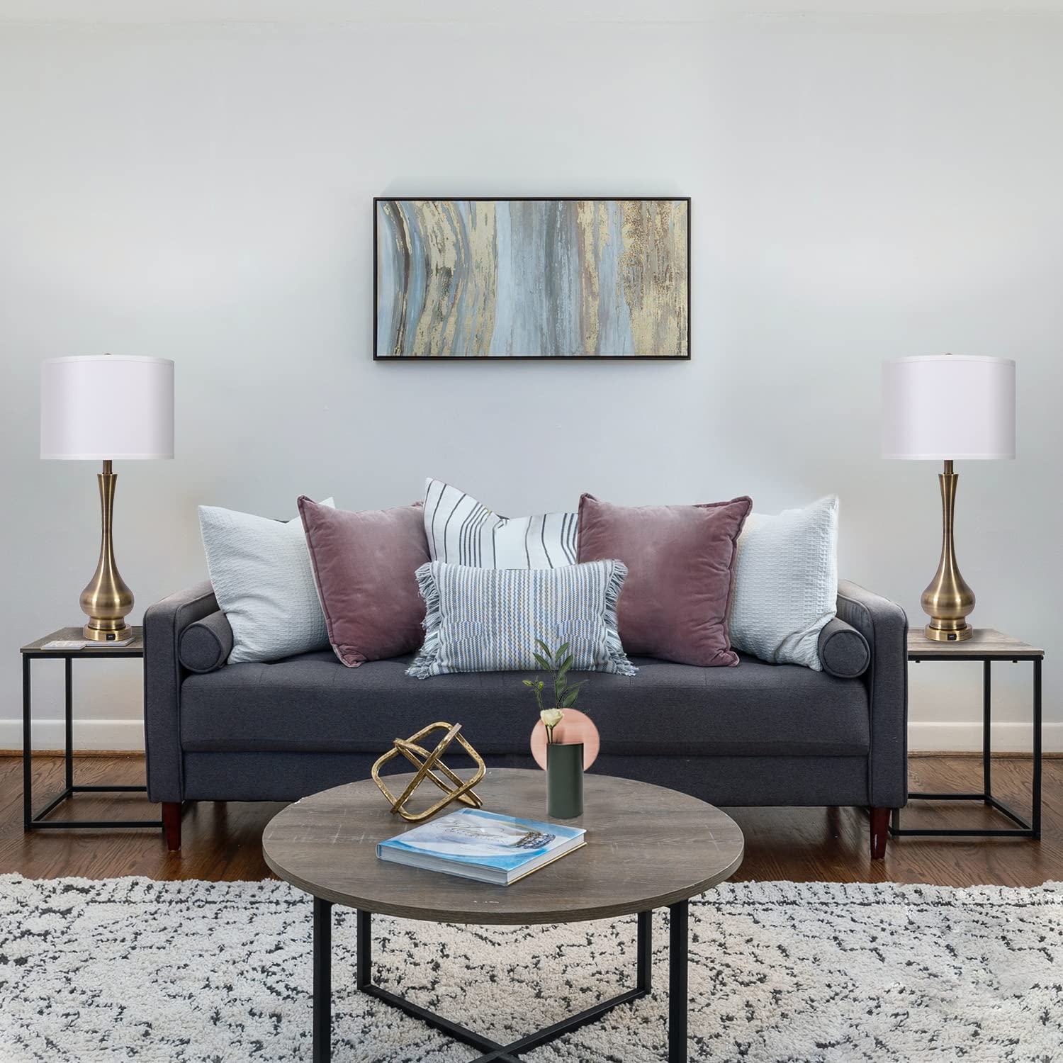 Mwwanjlee 30'' Tall Table Lamp Set Of 2 With Touch Control, Farmhouse Table Lamp With Usb Ports, 3-Way Dimmable Modern Brushed N