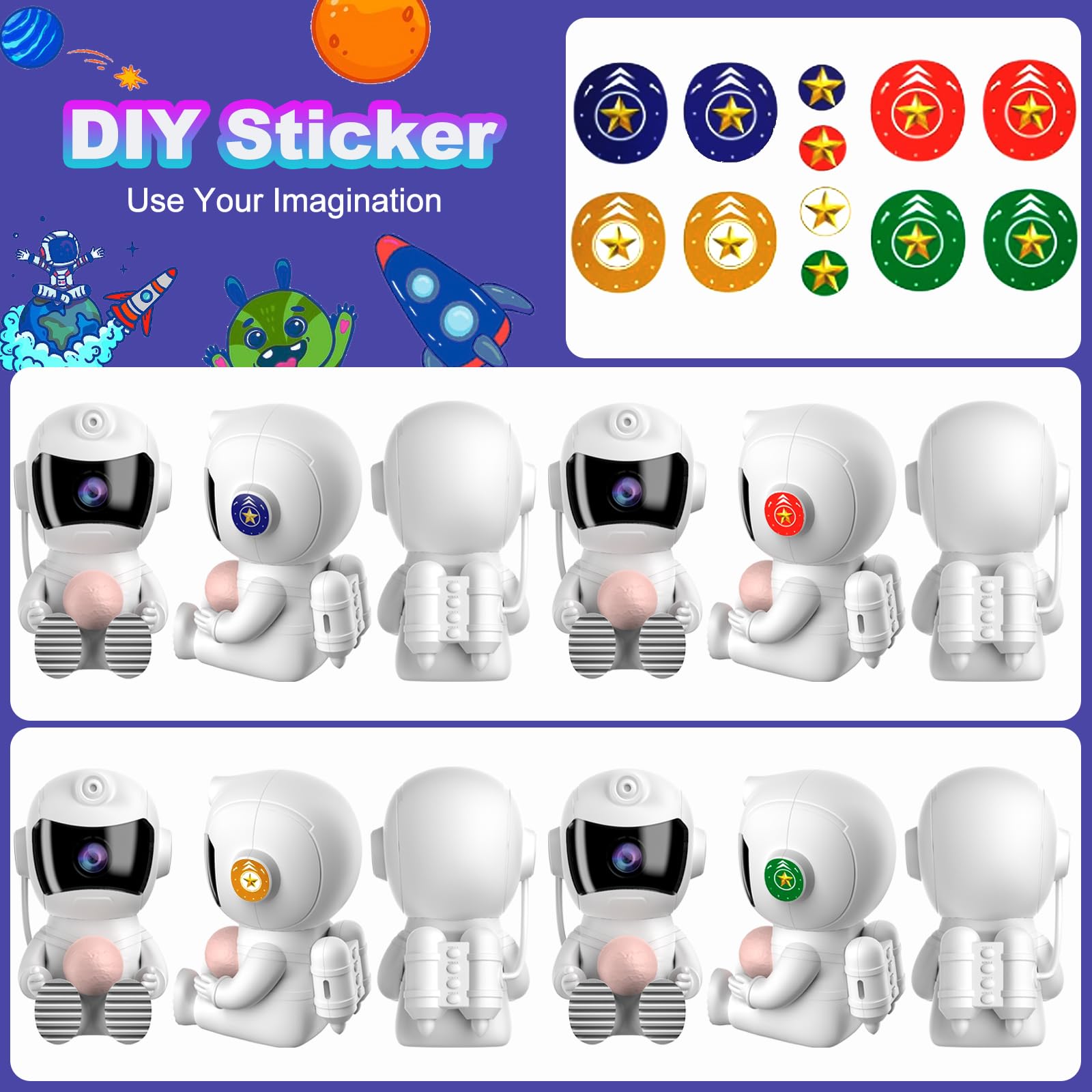 Astronaut Galaxy Projector with Moon Lamp Robot Star Night Light Starry Nebula Space LED Lamp with Timer and Remote Control Star