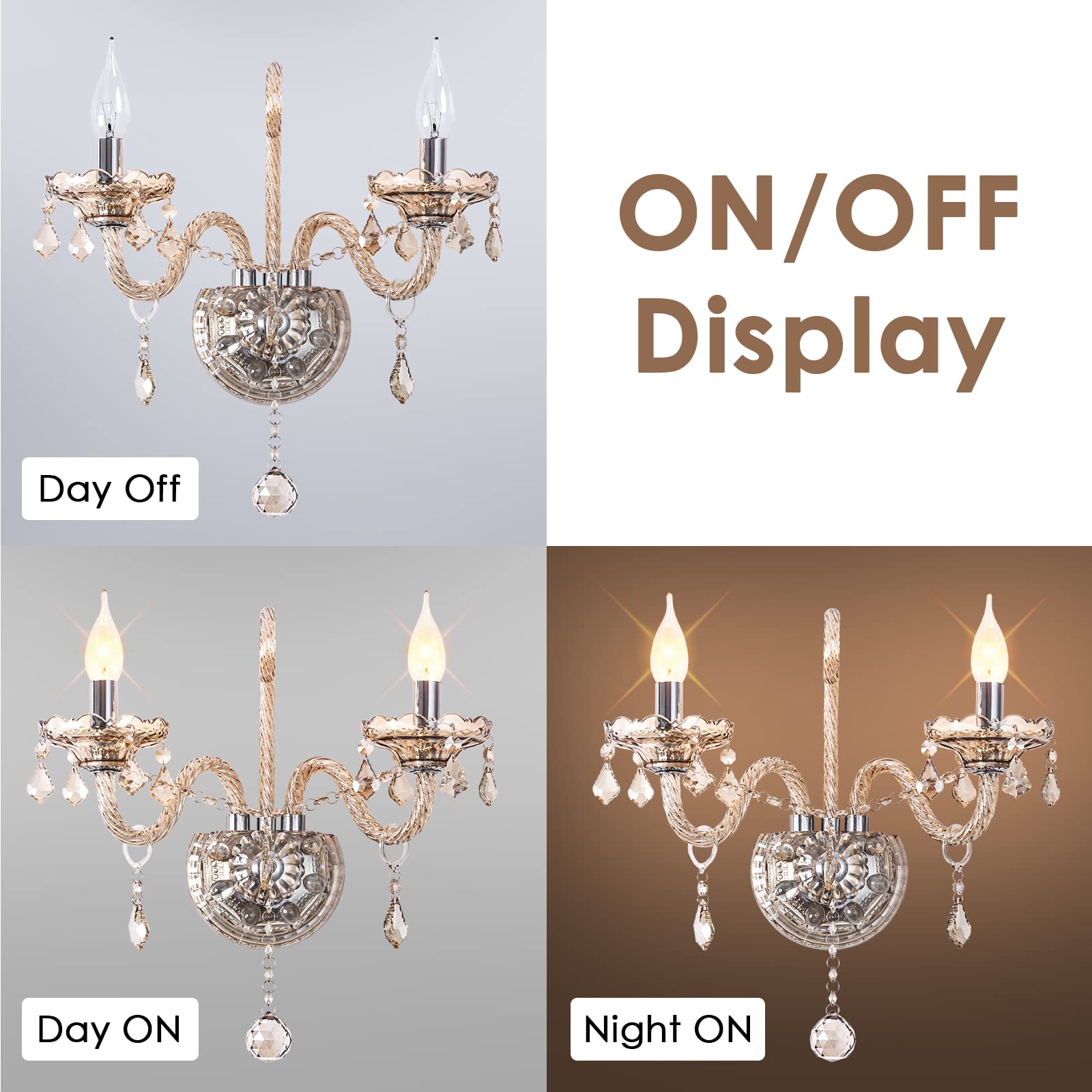 Crystop Elegant Classic Crystal Wall Sconce, Candle Sconces Wall Decor Set Of 2 Perfect Hang On The Wall For Living Room Bathroo