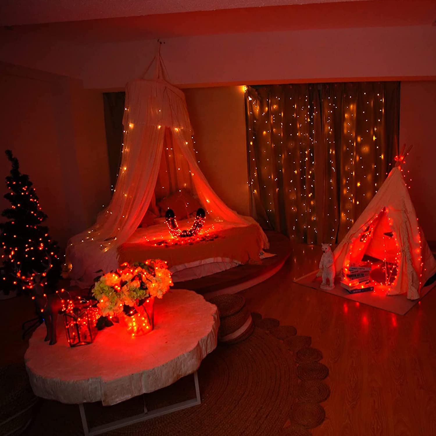 Ruichen 66Ft 200Led Usb Fairy String Lights - Orange Copper Wire With On/Off Switch