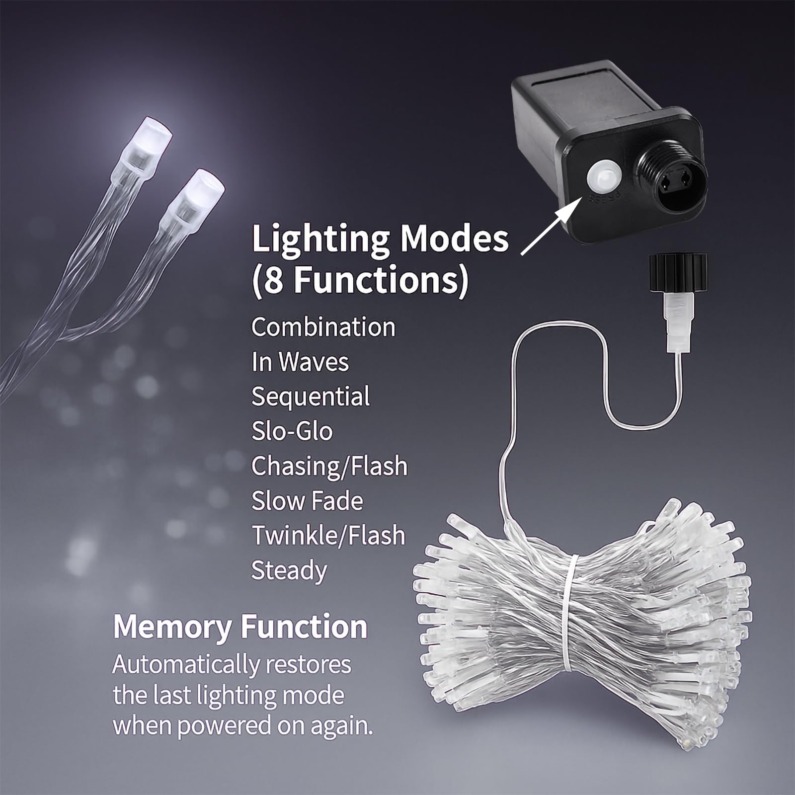 Etinga 100 Led String Lights 33Ft Cool White  Plug In Fairy Lights With 8 Modes  Indoor Outdoor Christmas Lights For Bedroom Tree Patio Porch Wedding Holiday Decorations (Cool White  100 Led 33Ft)