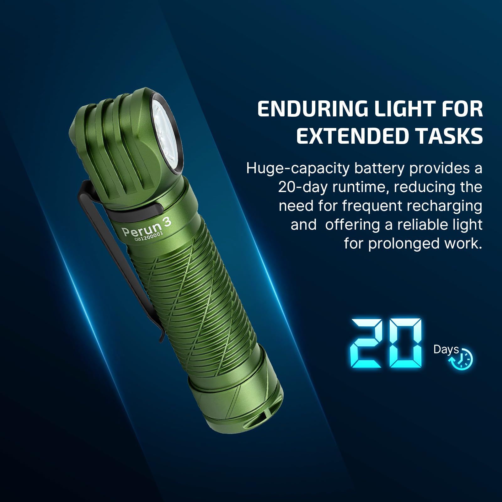 OLIGHT Perun 3 Rechargeable Headlamp - 3000 Lumens LED, Waterproof, OD Green, Model C4-OD97-BX4W, Ideal for Camping & Hiking
