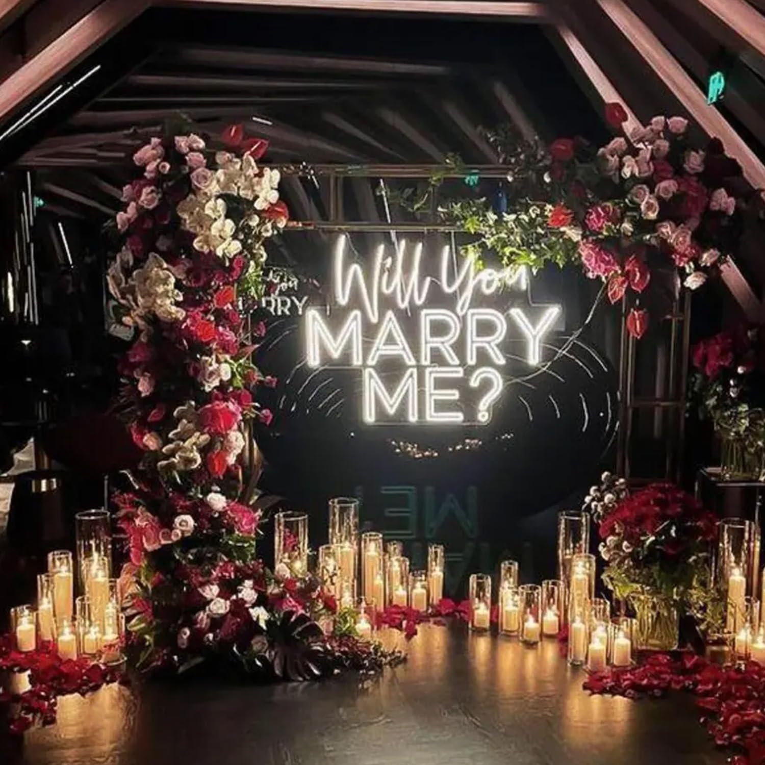 XIMAQIS Custom Neon Sign - "Will You Marry Me?" - 23x17.5in Acrylic - Warm White Wedding Decor