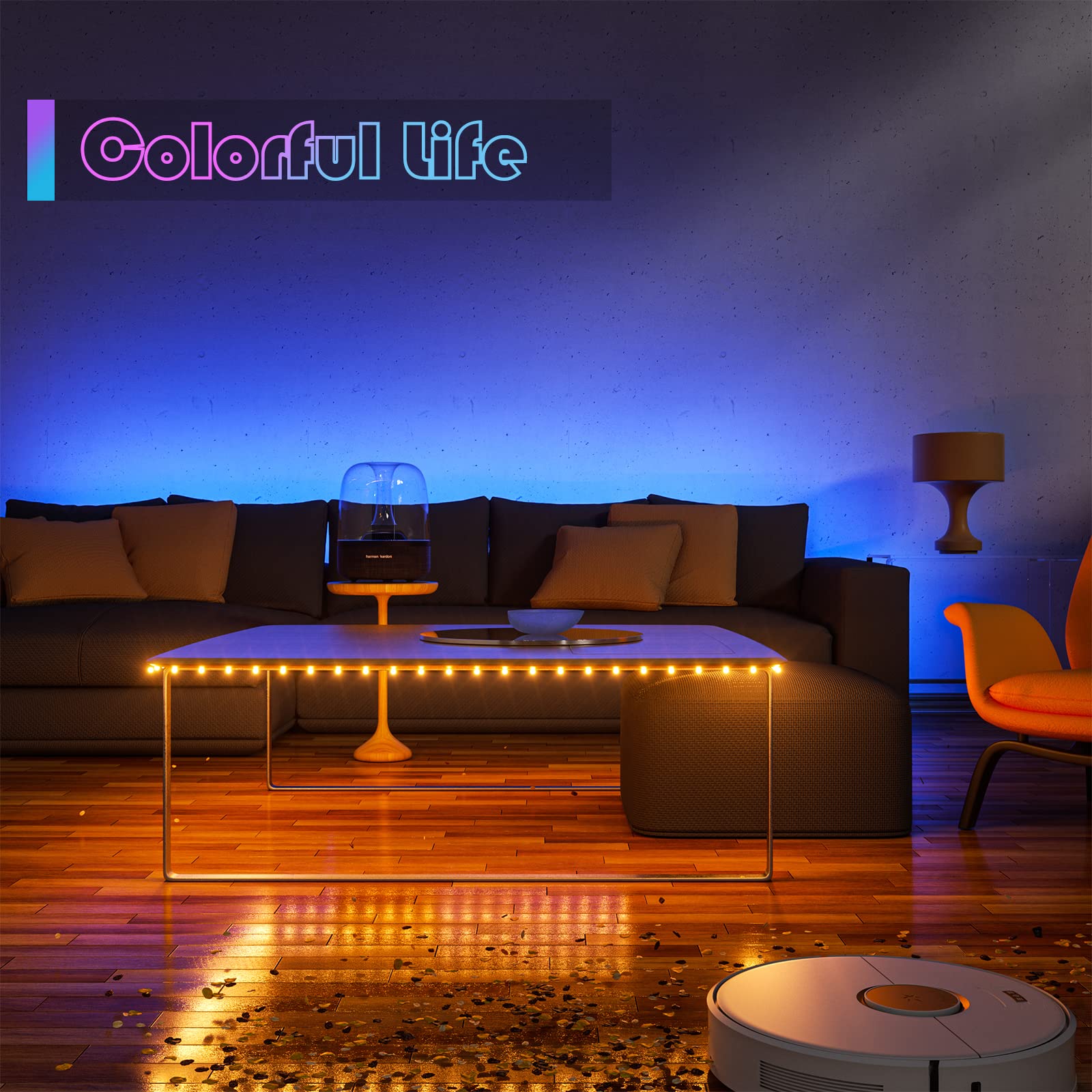 WOBANE LED Strip Lights, 2PCS Dimmable RGB Rope Lights, Battery Operated, Multicolor, 6.56ft Each, Model CL13-RGB