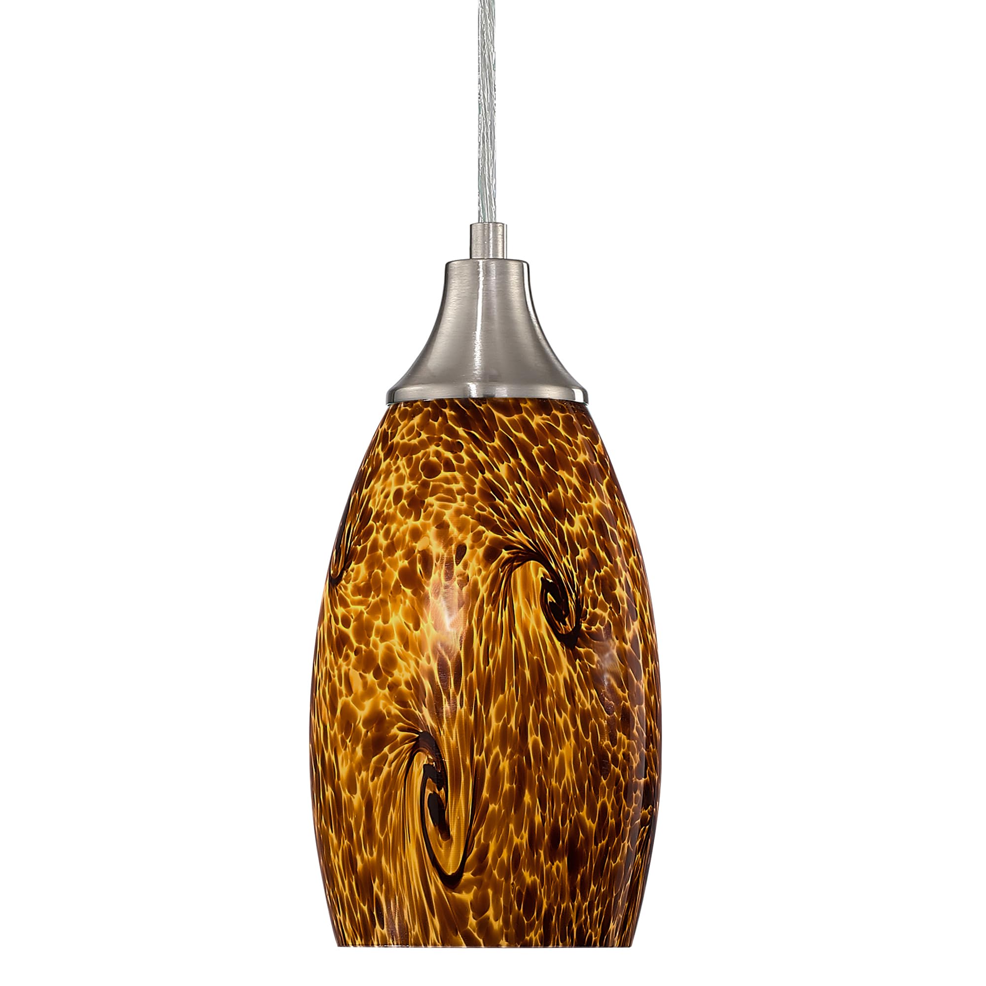Mini Glass Pendant Lights For Kitchen Island1Pack Hand Blown Art Glass Pendant Light Shade With Brushed Nickel Finish Black And Yellow Swirl Glass Lamp Shade For Kitchen Over Sink Dining Room