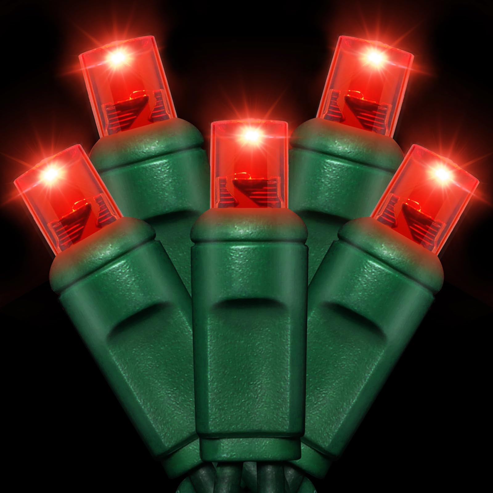 Justpro 25Ft 50 Counts Red Led Christmas Lights - Commercial Grade Red Christmas Lights Outdoor Waterproof,Led Lights 5Mm Wide Angle Green Wire, Xmas Tree Lights, Ip65, Ul