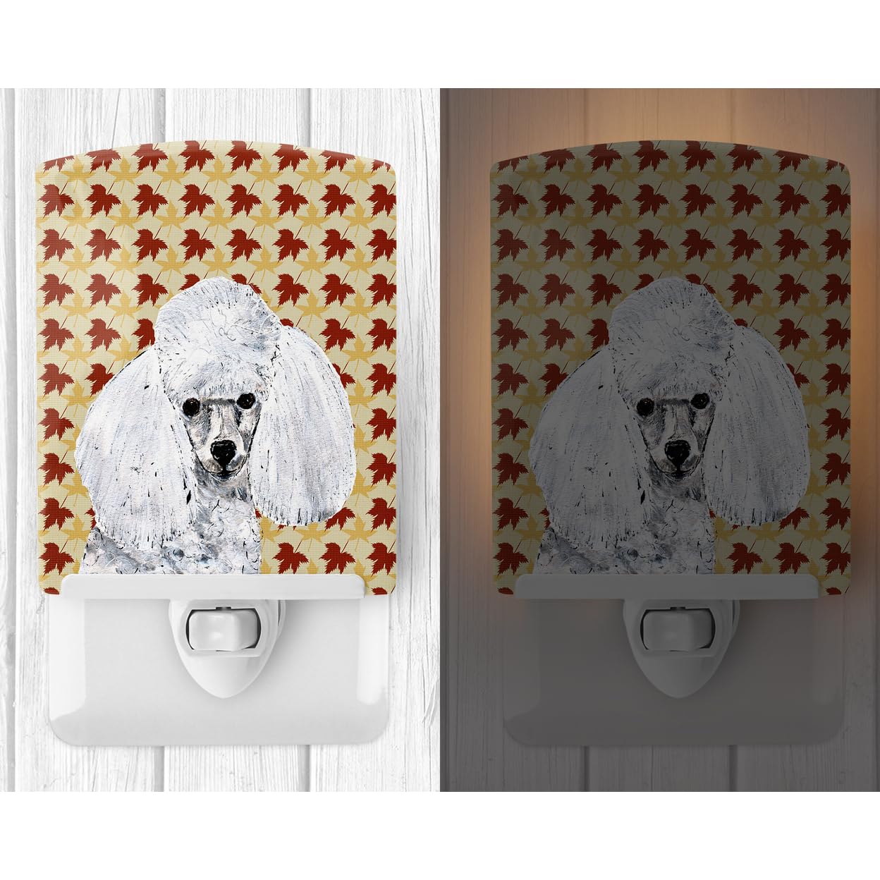 Carolines Treasures Ceramic Night Light, Model SC9677CNL, 6x4x3in, Multicolor, White Toy Poodle Design, UL-Certified