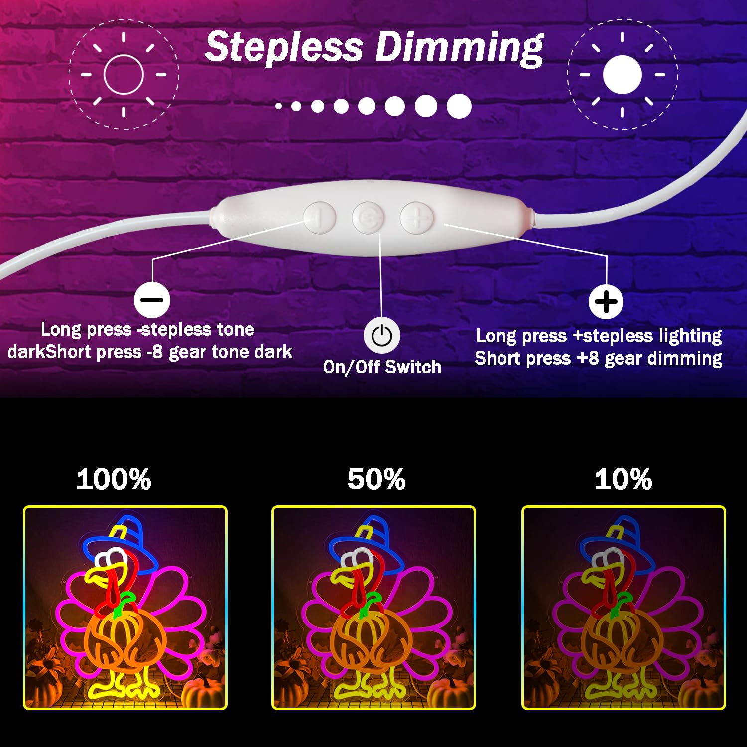 Turkey Neon Sign Thanksgiving Neon Sign Dimmable Pumpkin Neon Light For Wall Decor Happy Thanksgiving Neon Light For Wall Art Window Home Party Holiday Gift