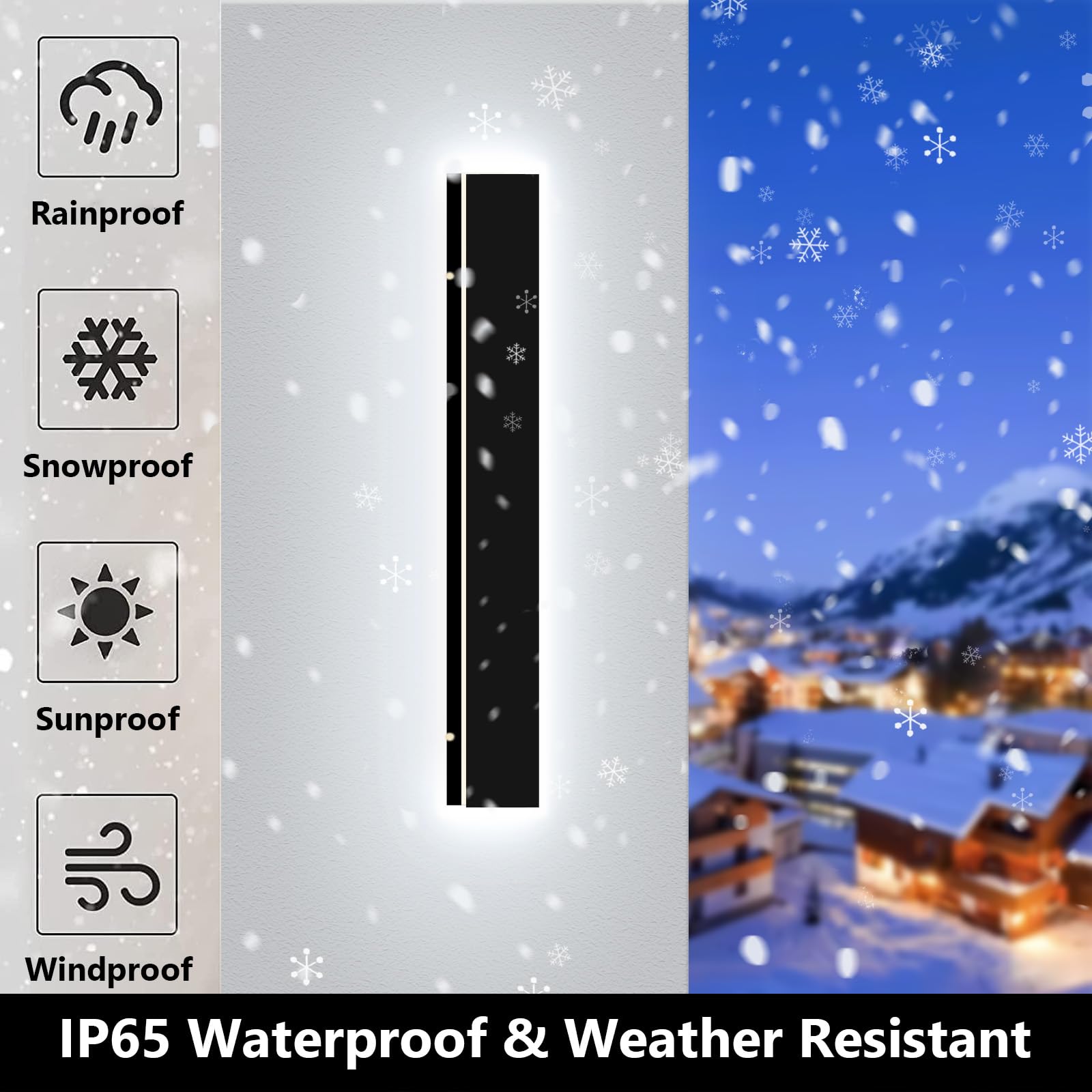 Pedforn 2Psc 39In Outdoor Wall Sconces  Ip65 Waterproof Outdoor Long Wall Lights  Exterior Lighting Fixtures For Garage Patio Porch  Black Linear Dimmable Led Wall Light For House(4.33In Width)