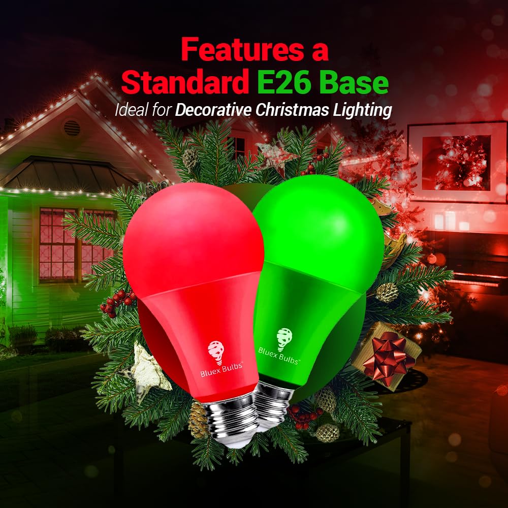 Bluex Bulbs 2 Pack LED A21 Green Light Bulbs 15W E26 Base for Home, Party, Holiday Decoration