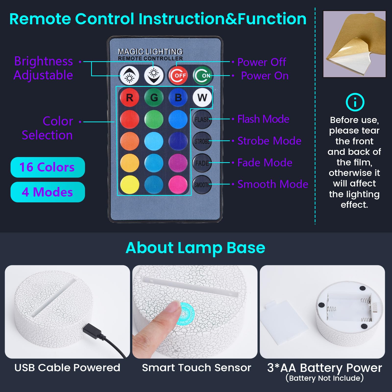 Caloogn Football 3D Night Light-With Touch And Smart Remote Control Lamp,Multiple Colors And Brightness Adjustment For Room Deco