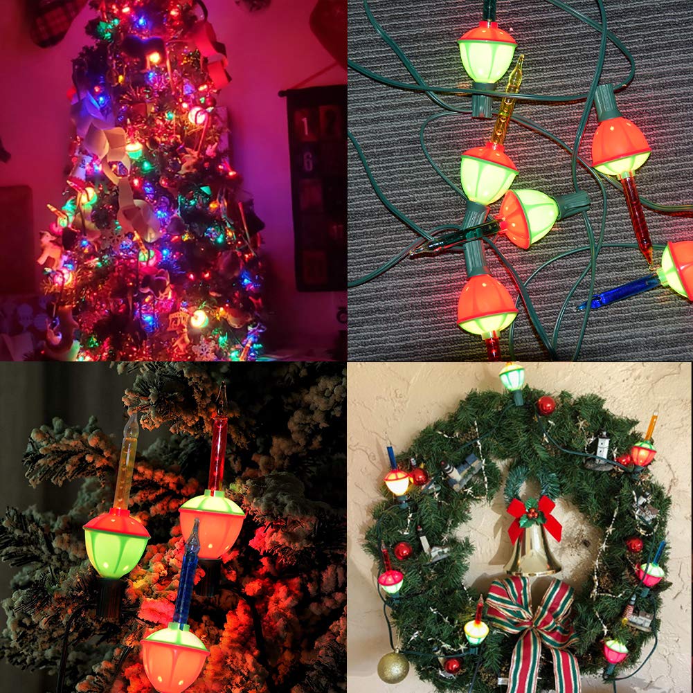 Romasaty Christmas Bubble Lights - 4 Pack Multi-Color C7/E12 Candelabra Base Holiday Decoration