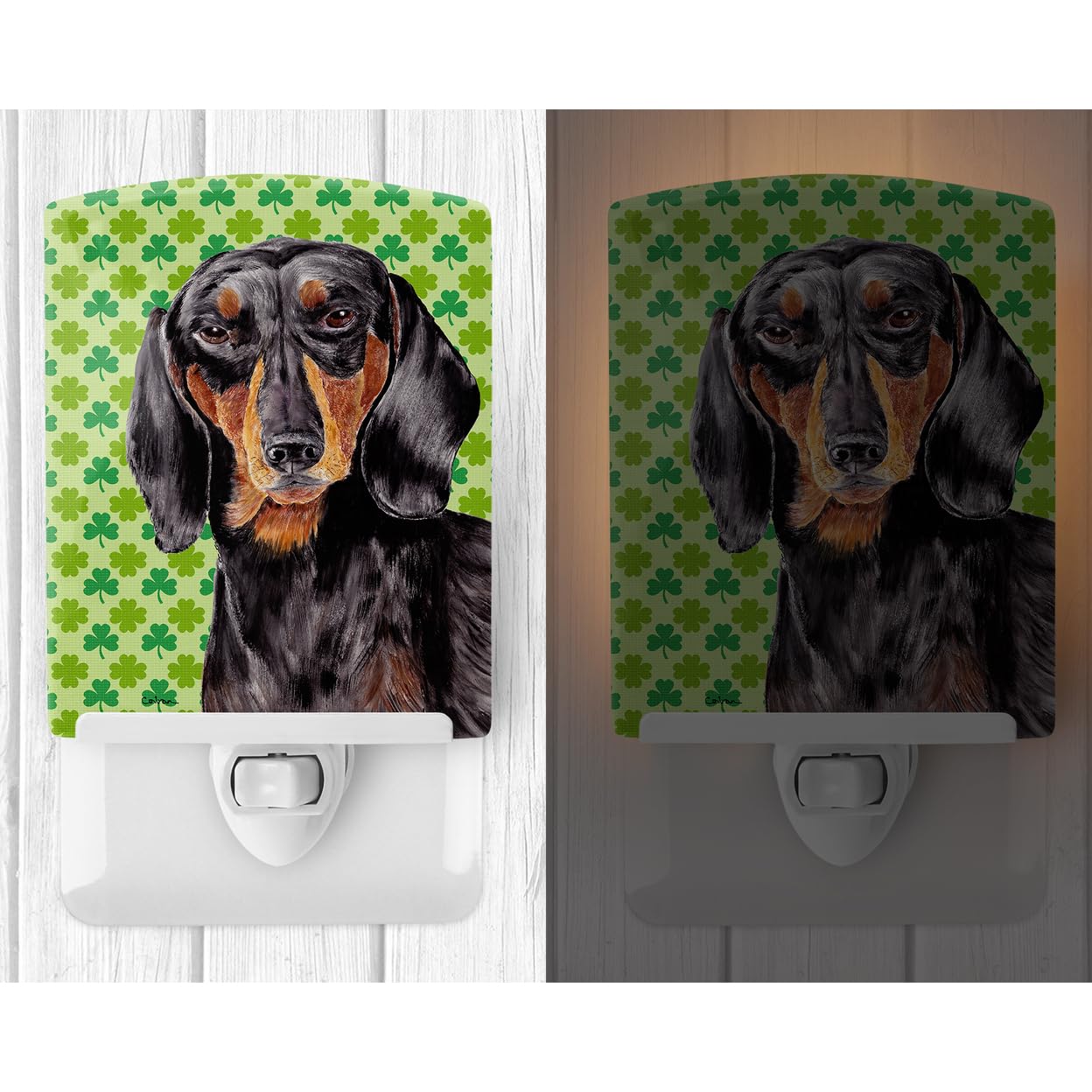 Carolines Treasures Ceramic Night Light Dachshund St. Patricks Day 6x4x3in Multicolor Model SC9283CNL