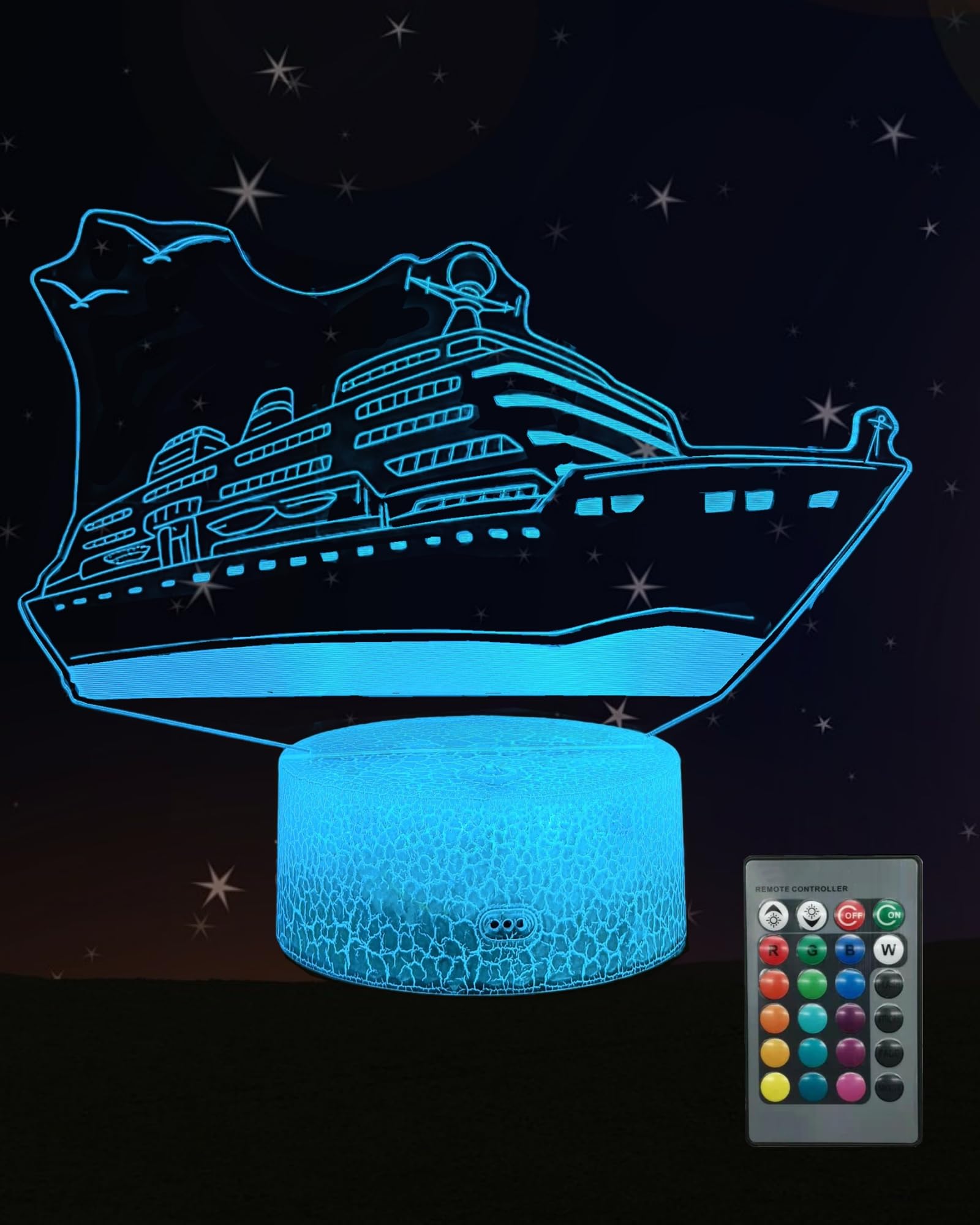 Kenmaca 3D Illusion Night Light for Kids, Touch & Remote Control, 16 Colors, Multicolor, Plastic, Bedroom Decor