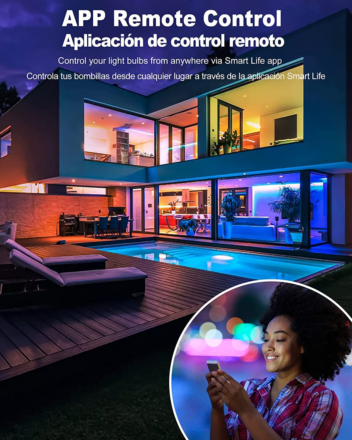 OHLUX Smart Light Bulbs, 7W RGB Color Changing LED A19 Bulbs, 4 Pack, Compatible with Alexa and Google Assistant