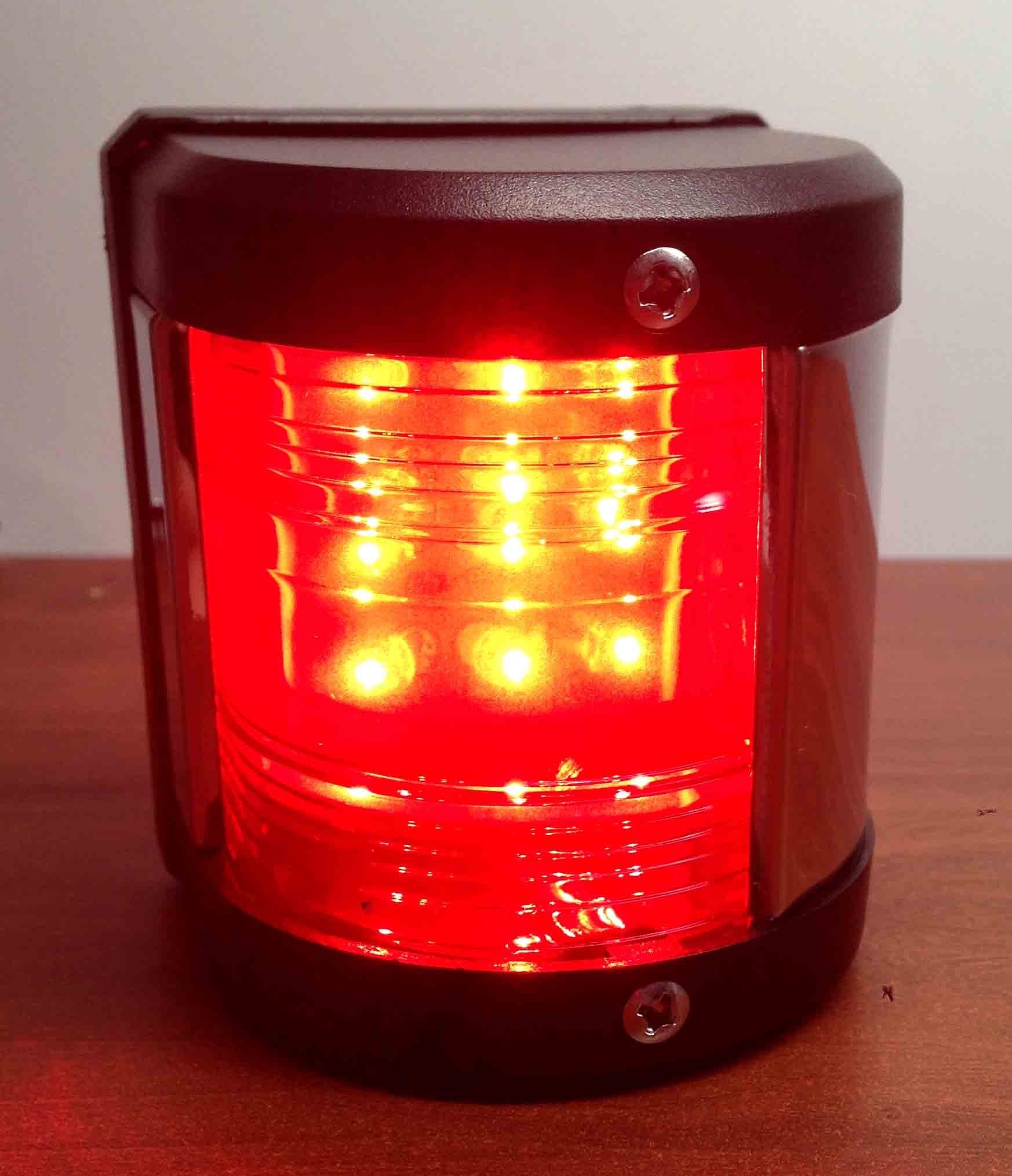 Pactrade Marine Boat Pontoon Led Navigation Light Black Abs Plastic Housing Boats Up To 12M Waterproof Ip:66 Surface Mount 2Nm (Red Port)