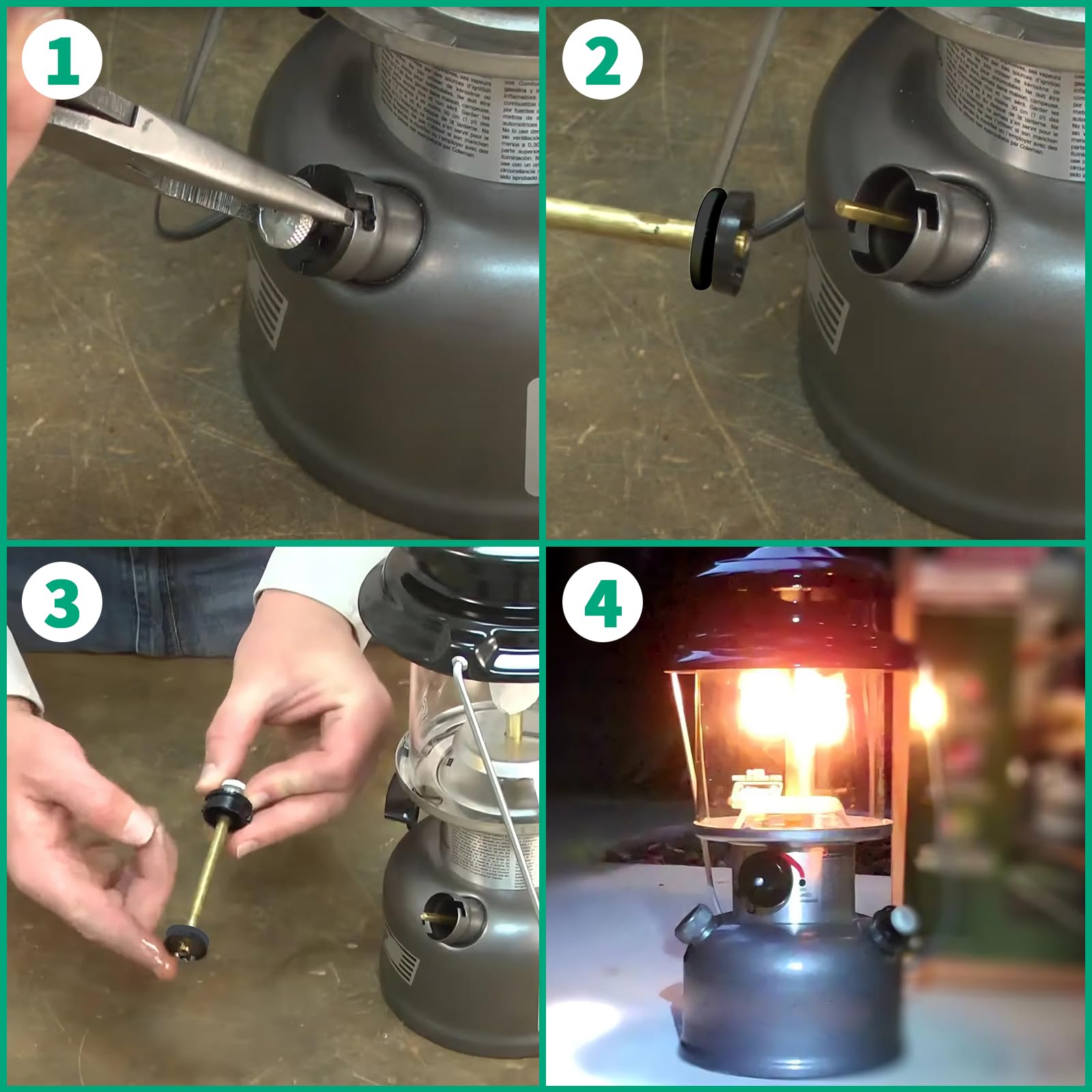SUNJIKA Camping Stove & Lantern Repair Kit - Coleman Parts, Check Valve, Air Stem Assembly, Universal Plunger Pump, Colourless, Inch