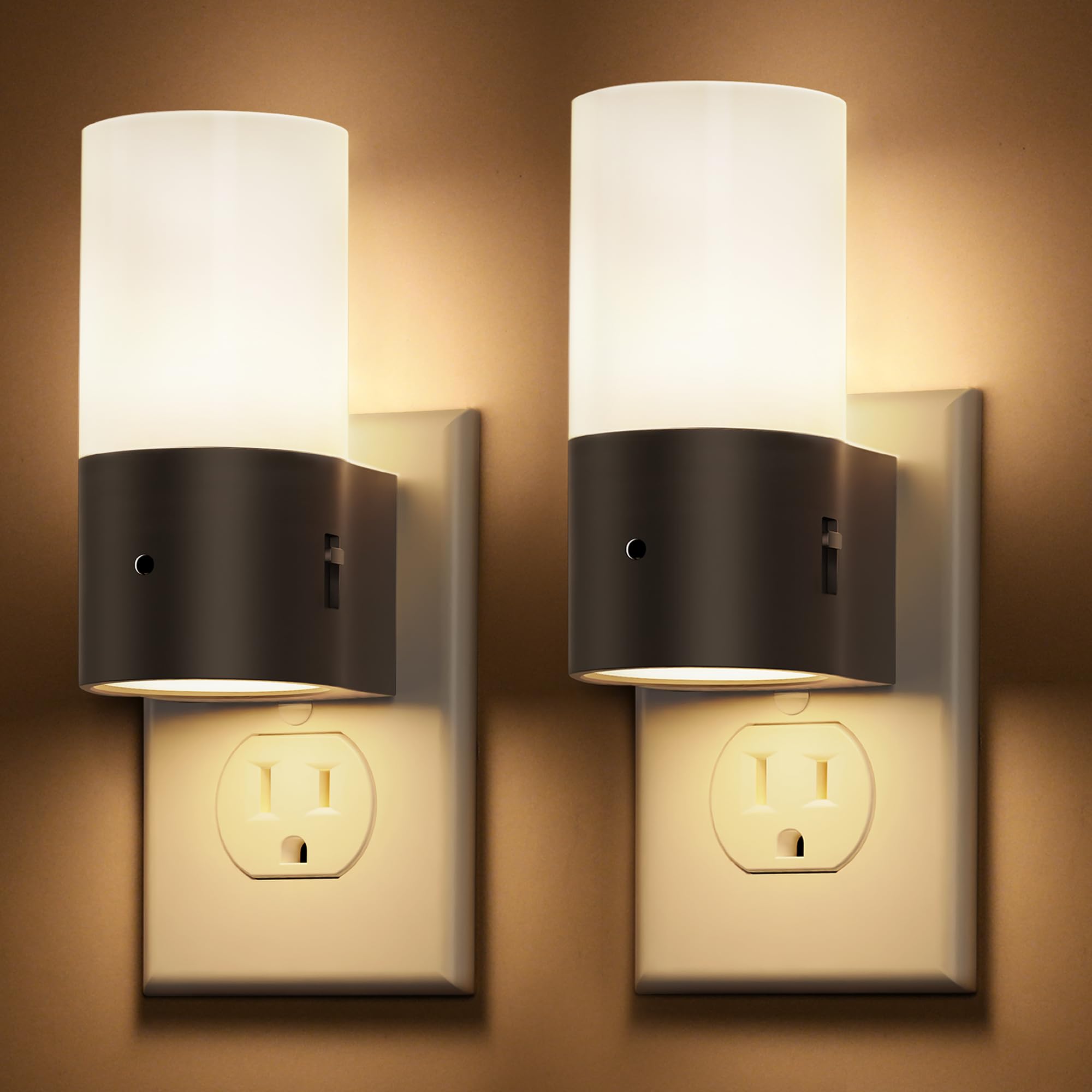 L LOHAS LED Night Lights, Soft White 3000K, Dimmable, Plug-in with Dusk to Dawn Sensor, 2 Pack, Model GY110US-02-2