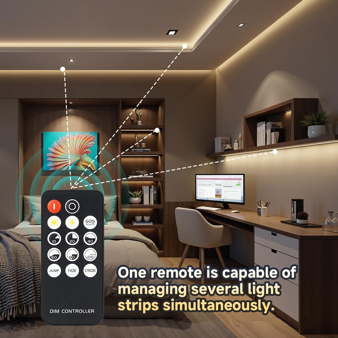 BTF-LIGHTING FCOB COB LED Strip Lights 16.4FT RF Remote Cool White 6000K Dimmable, Model FOB5M24VRF14CW24V3
