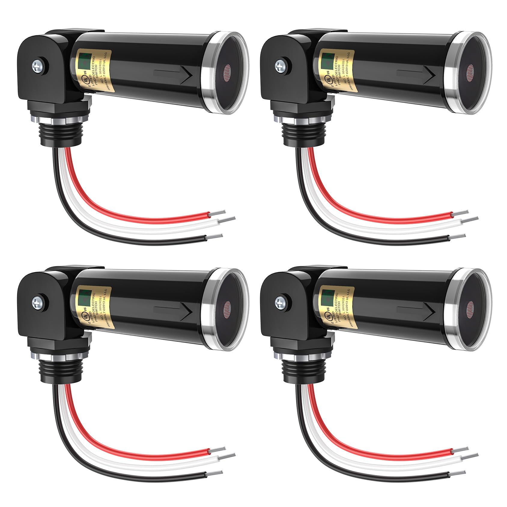 4 Pack Photo Cell Outdoor Light Sensor, Dusk to Dawn Sensor, Photocell Sensor, Photoelectric Switch, UL Listed, IP65 Waterproof,