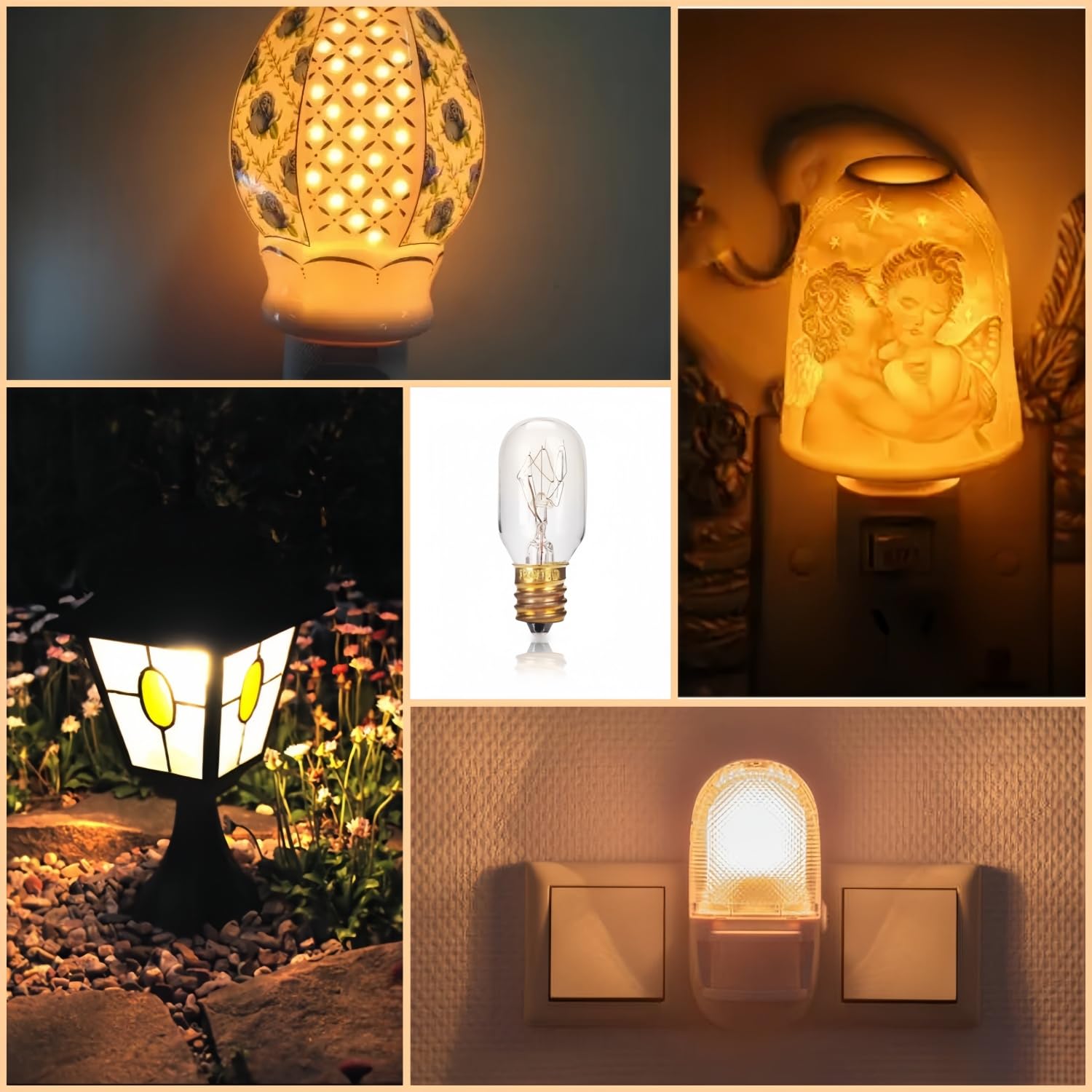 Moflekja Himalayan Salt Lamp Bulbs, 15W T20 Replacement For Scentsy Wax Warmers, E12 Socket, Warm White, Pack Of 12