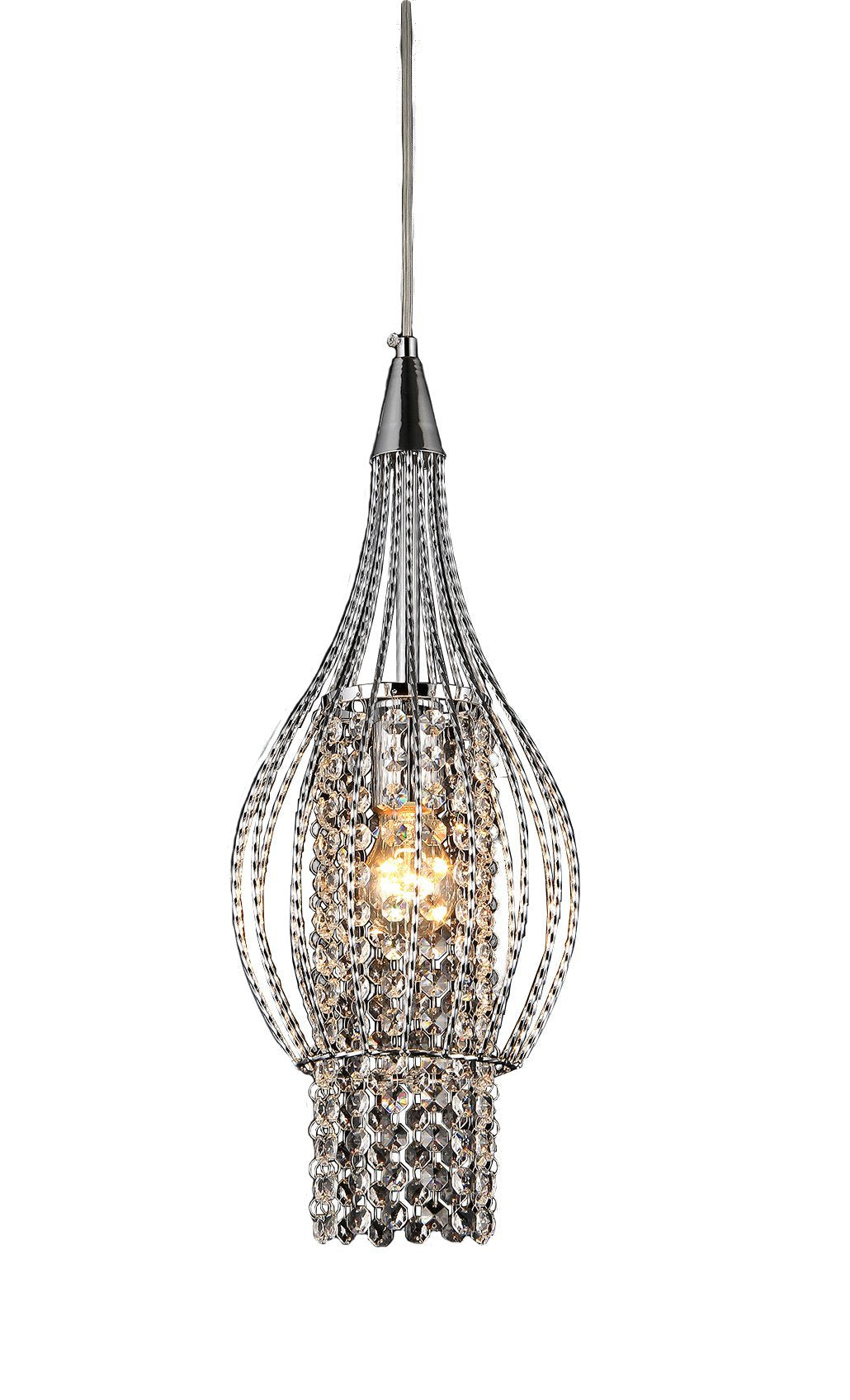 Warehouse of Tiffany RL8048/1 Xyza 1-Light Crystal 7.5-inch Chrome-Finish Chandelier, 38 Piece