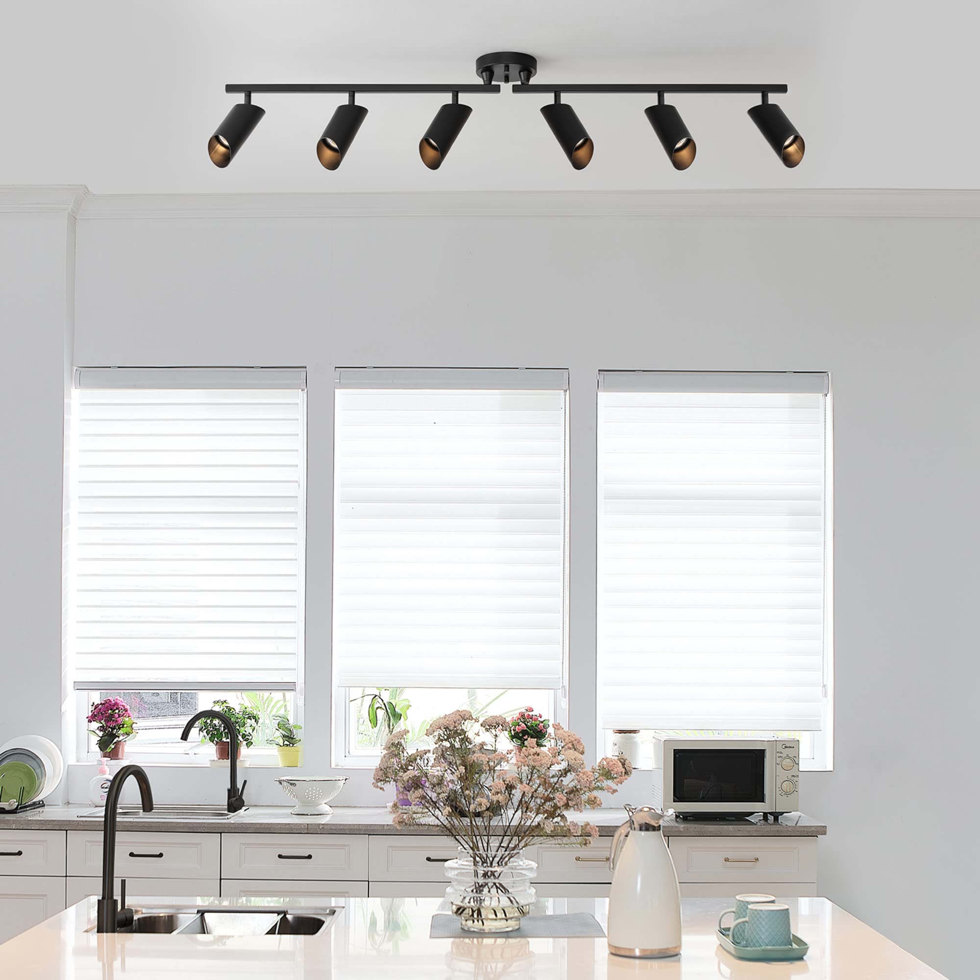Globe Electric 6-Light Track Lighting Kit, Matte Black, Metal, Model 64000053